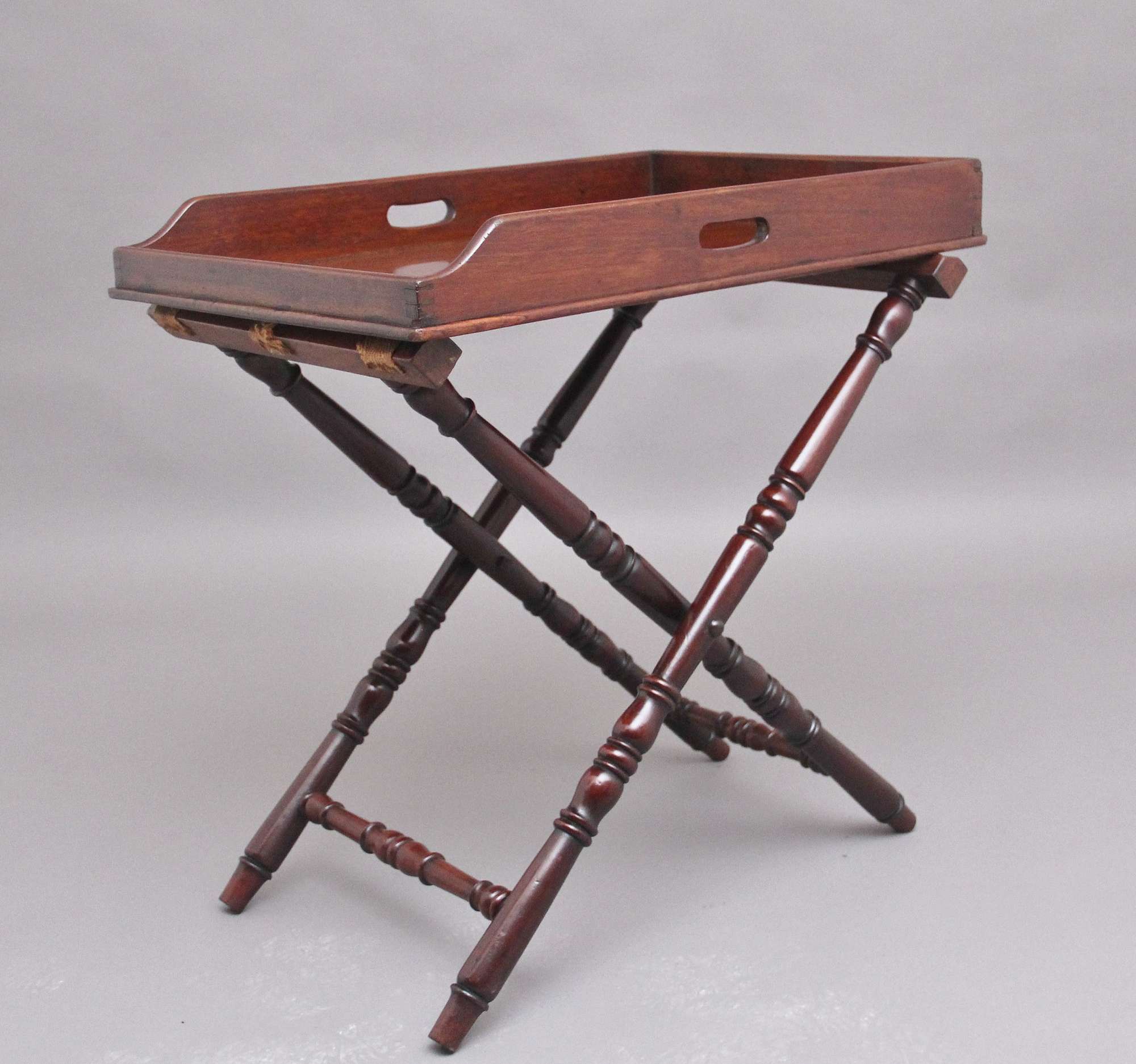 A Lovely Quality Early 19th Century Mahogany Butlers Tray On Stand