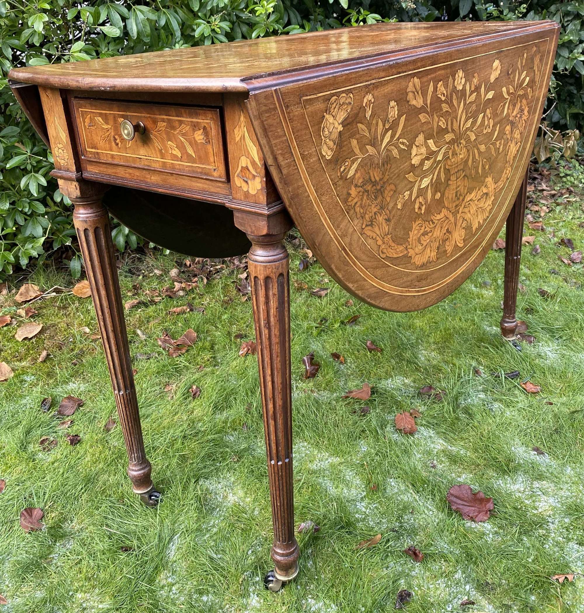 19th Century Dutch marquetry drop leaf table
