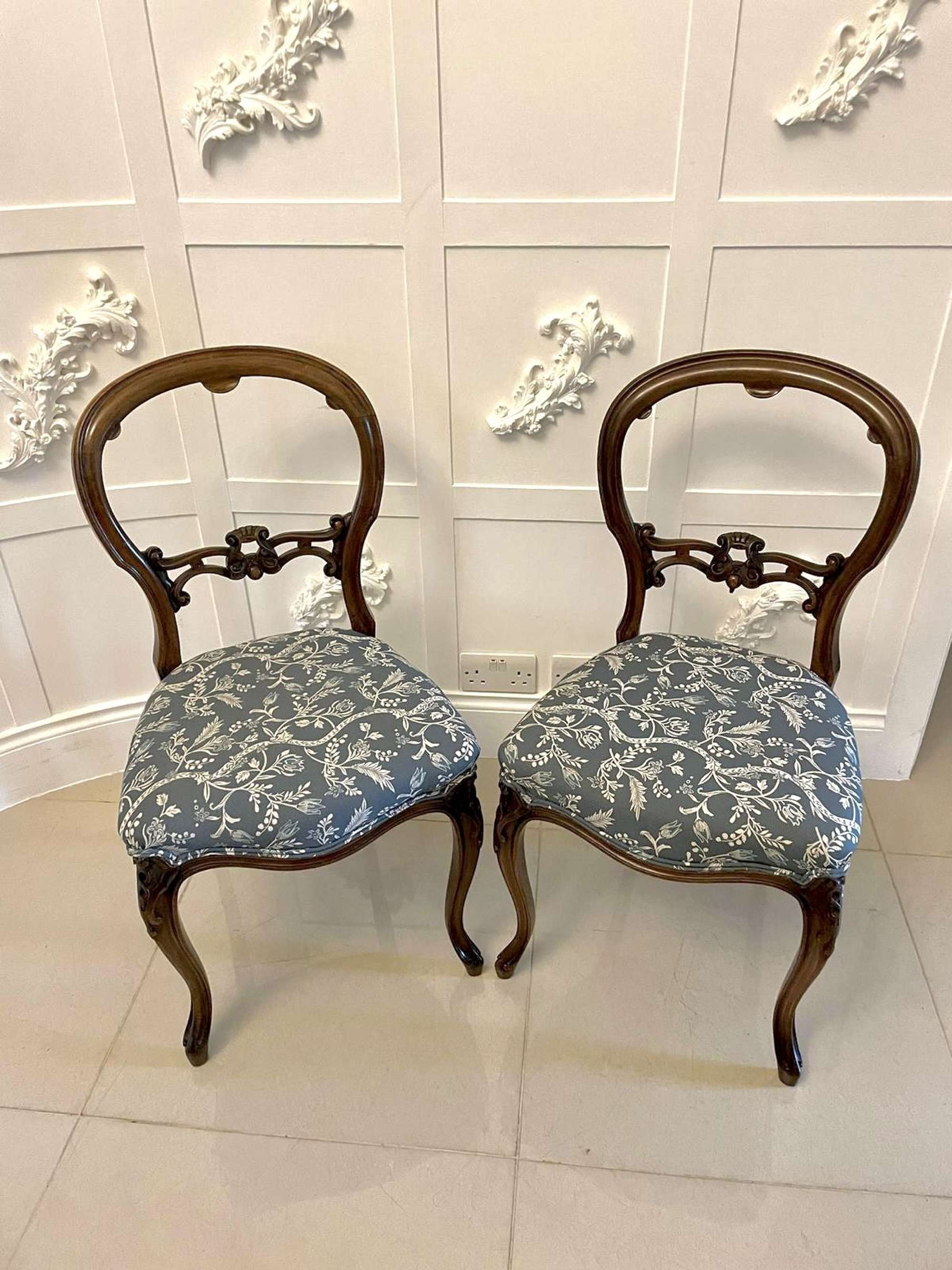 Pair Of Antique Victorian Quality Walnut Side Chairs