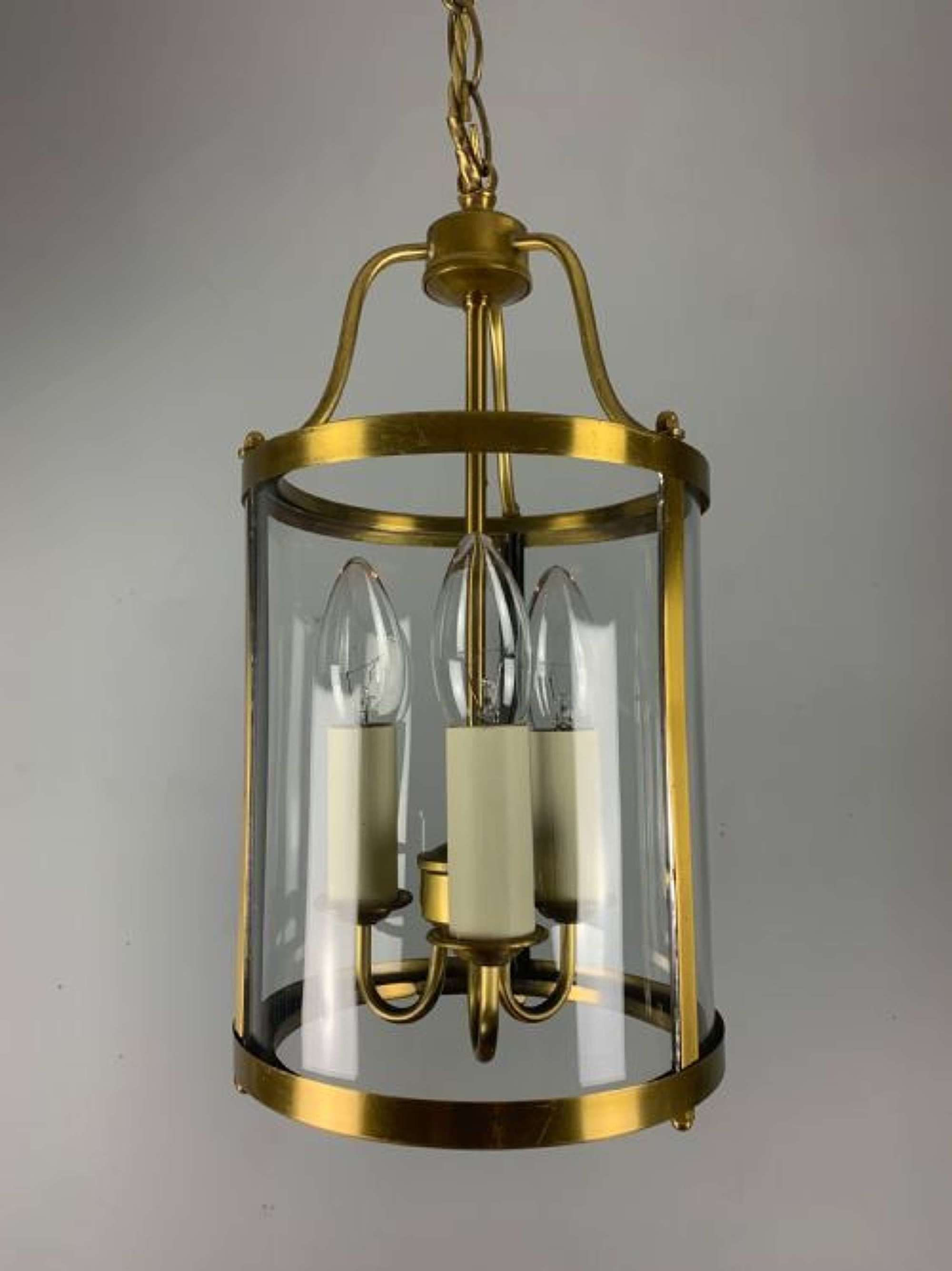 French Gilt Brass Triple Light Antique Lantern, Rewired