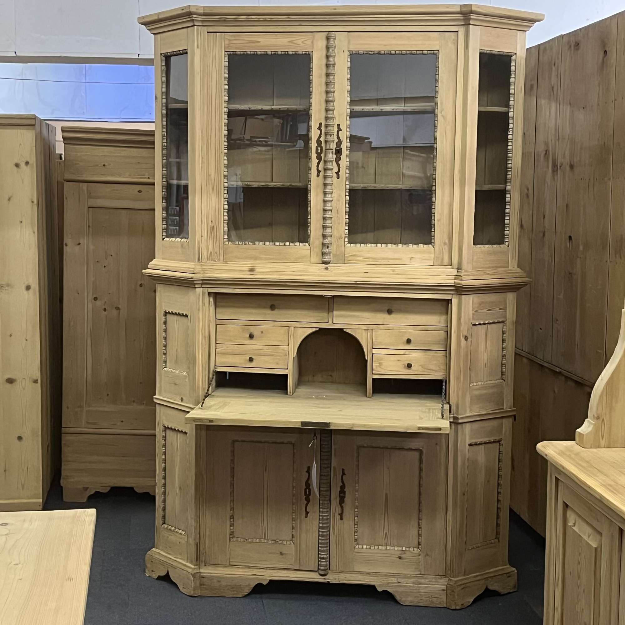 Large Attractive Very Old Eastern European Pine Secretaire