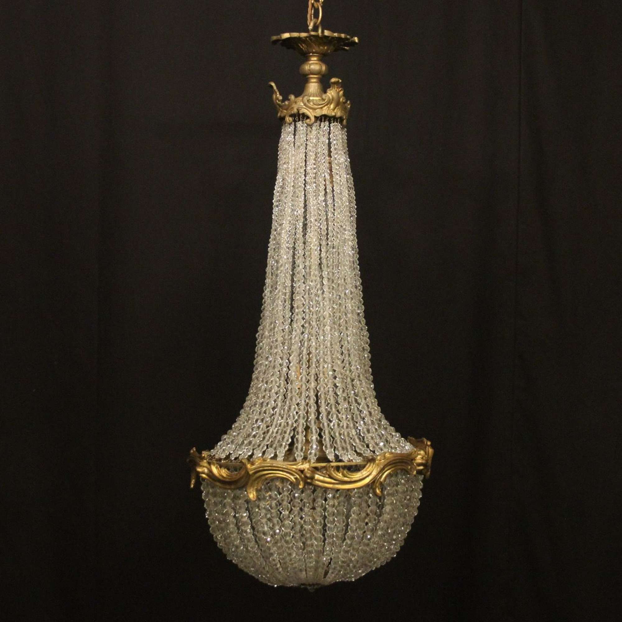 French Tent & Waterfall Antique Chandelier