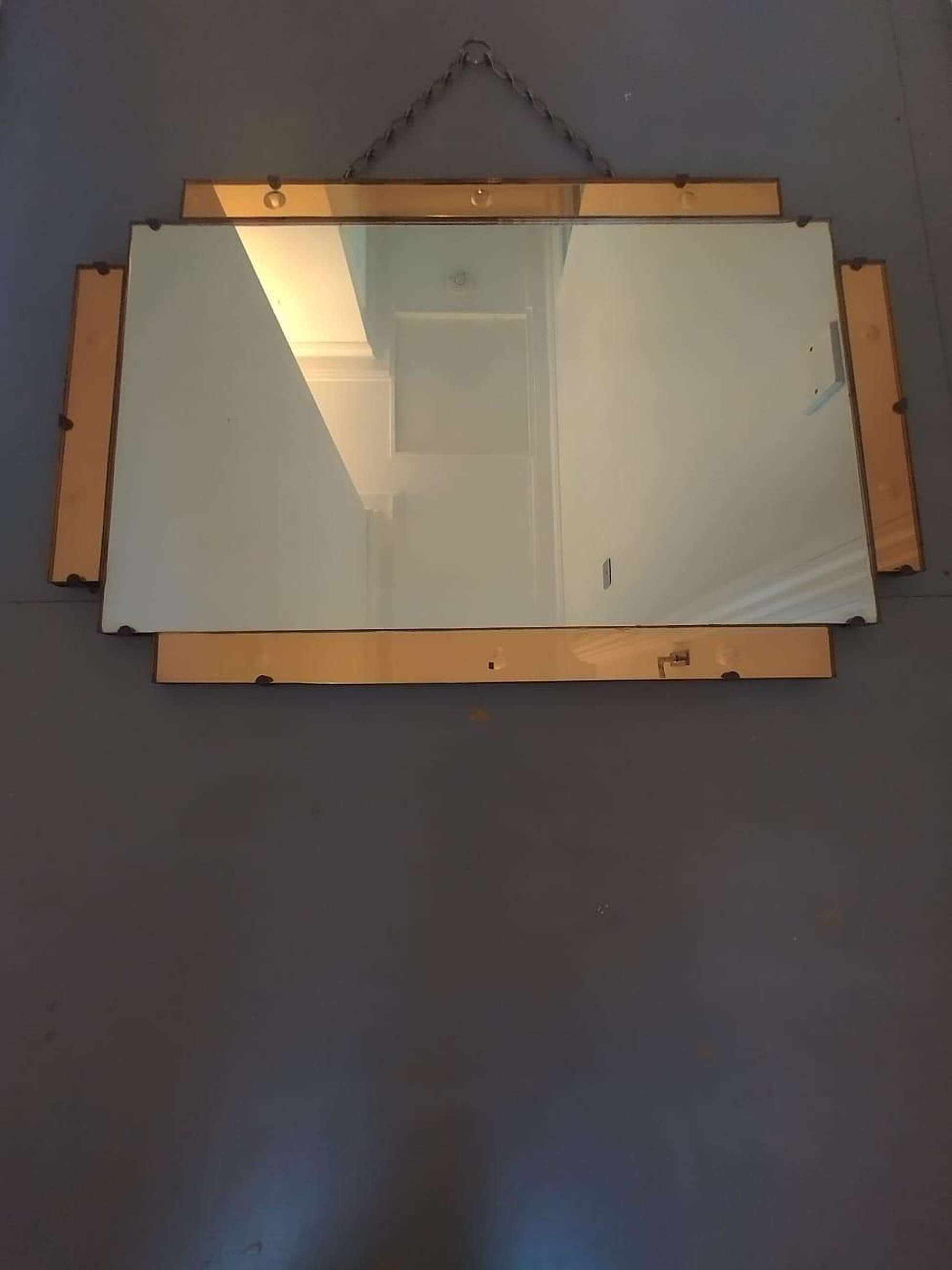 Art Deco Peach Panel Decorative Mirror