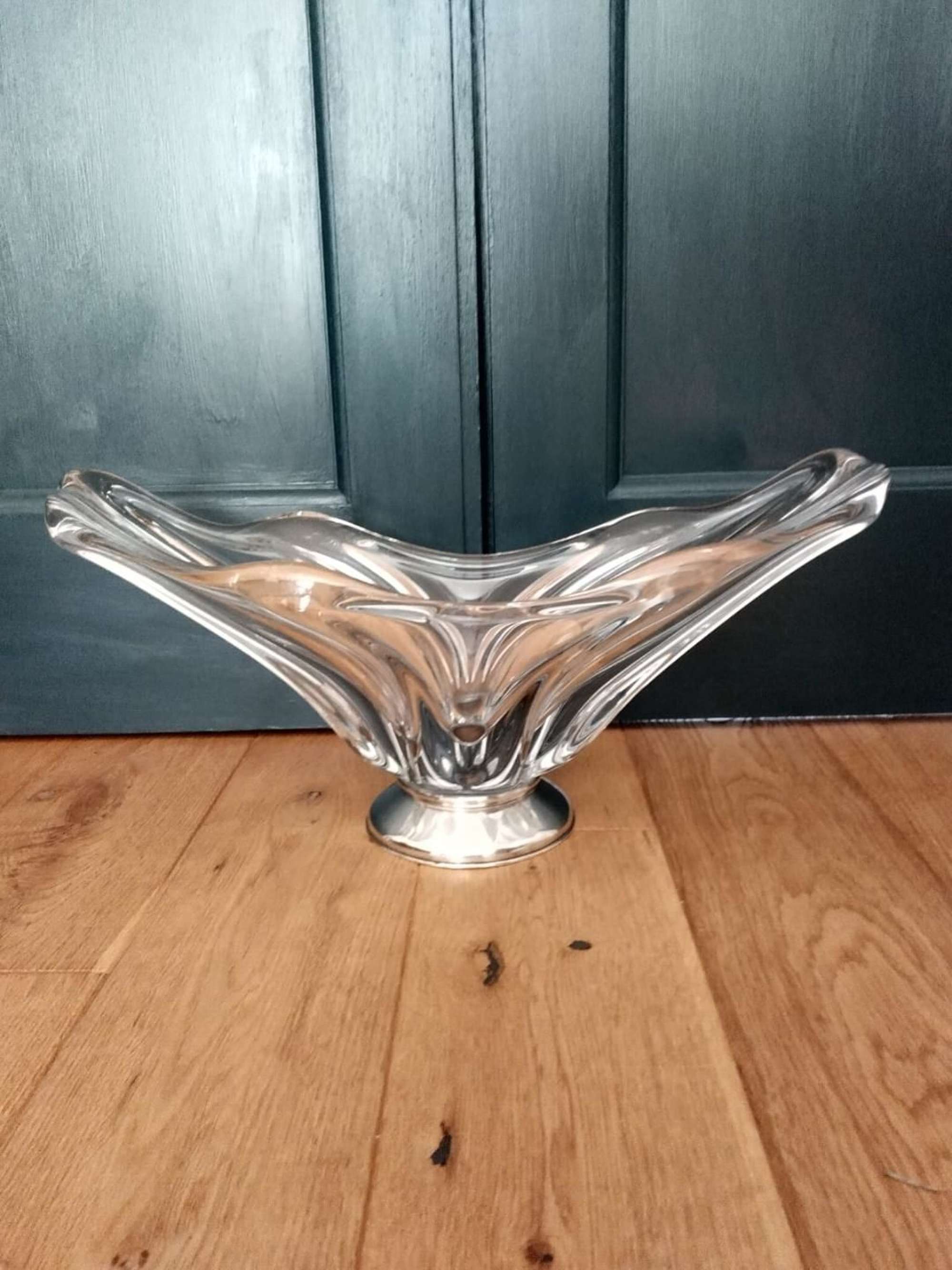 Glass Centre Piece On Solid Silver Base