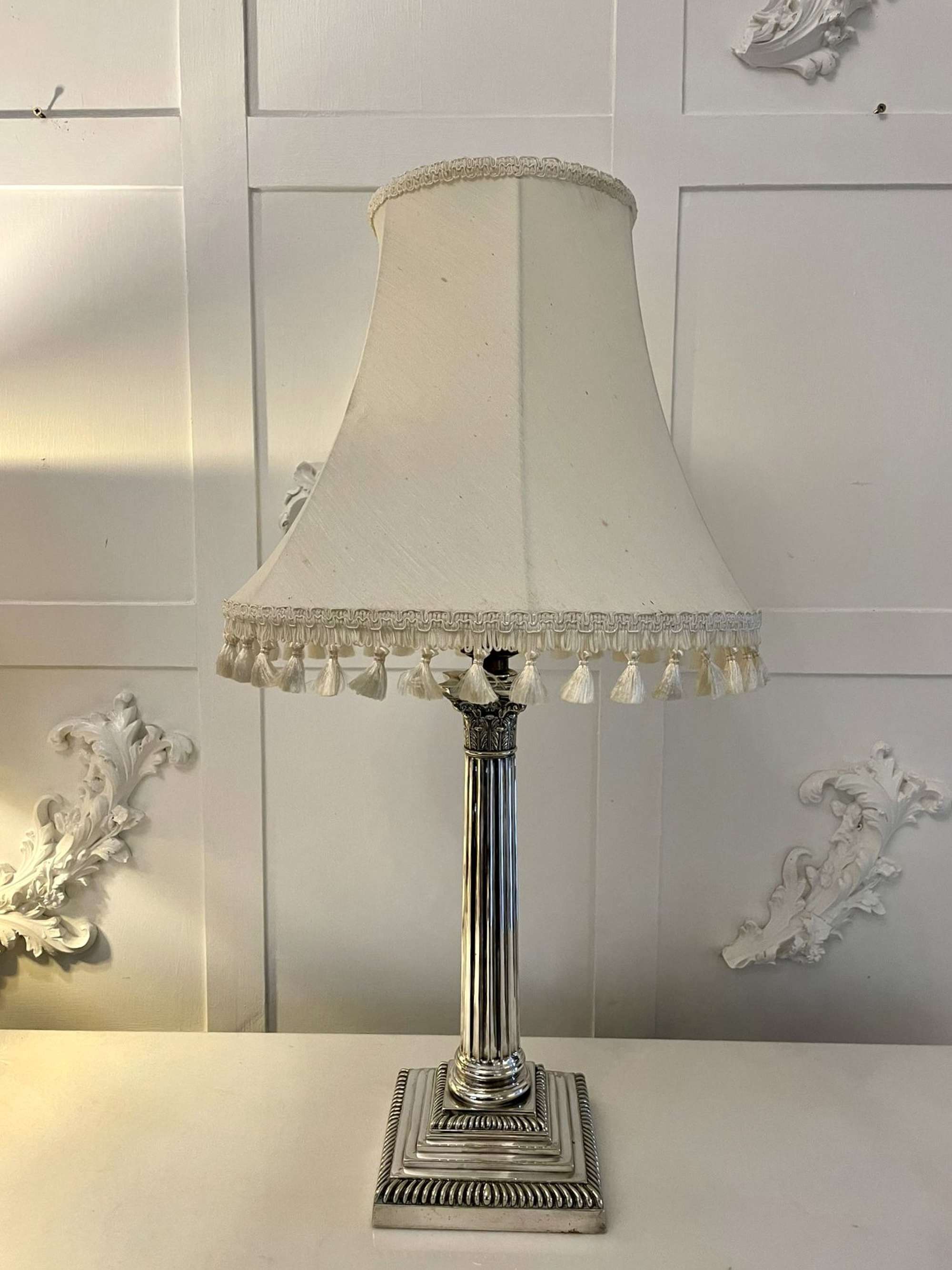 Antique Victorian Quality Silver Plated Table Lamp