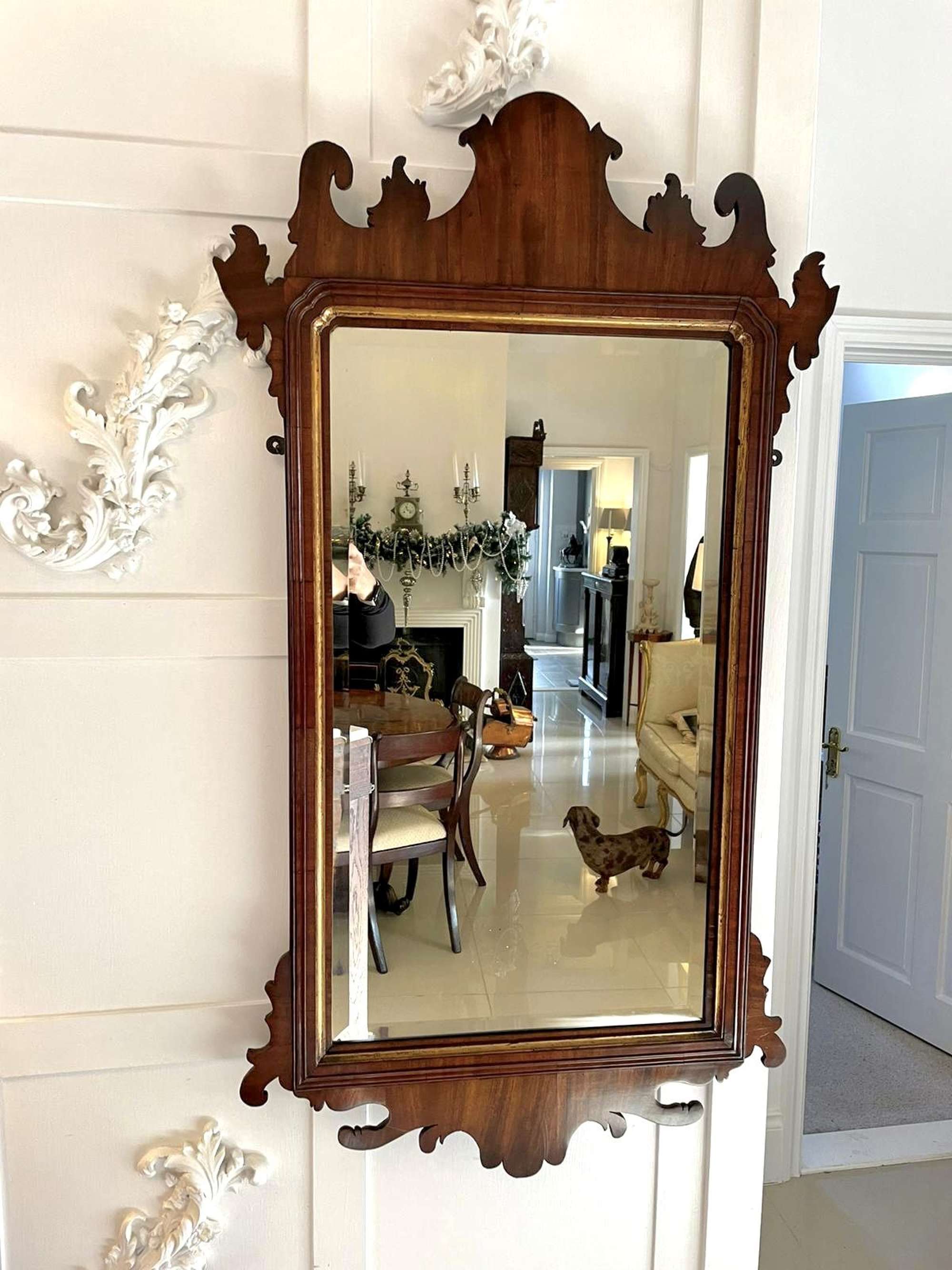 Large Antique George Iii Quality Walnut Wall Mirror