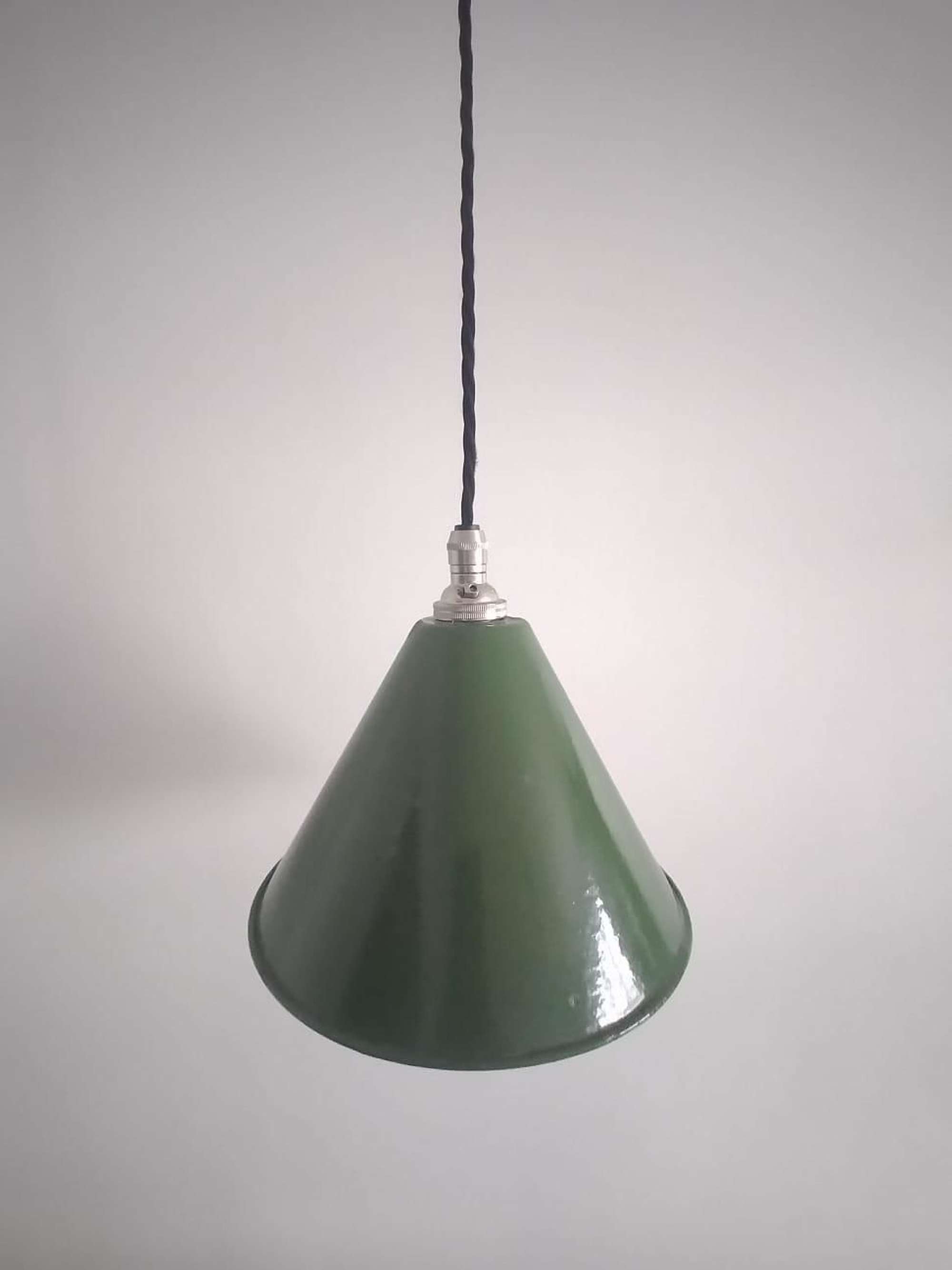 Industrial Green Enamel Cone Pendant Light