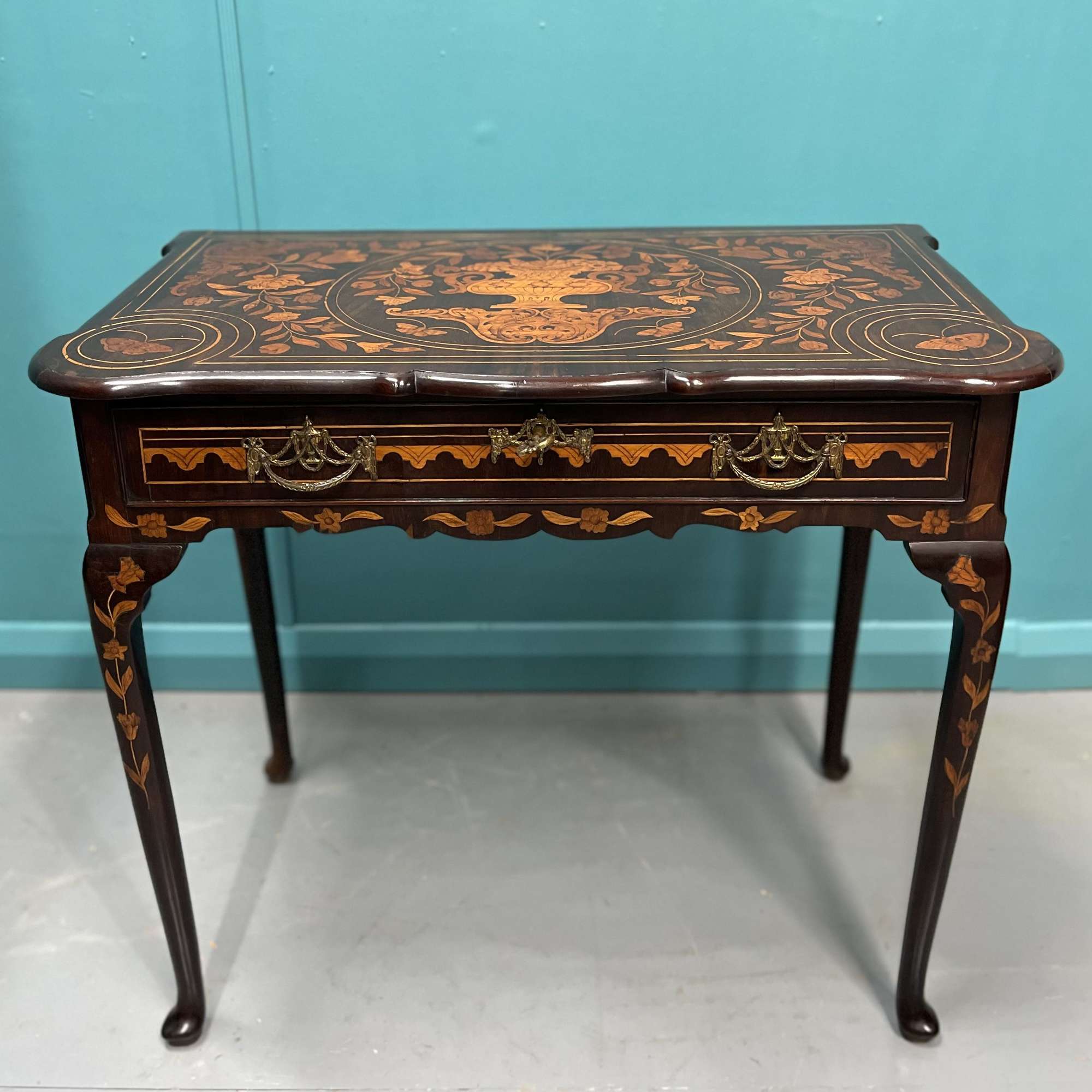 18th Century Dutch Marquetry Inlaid Antique Side Table