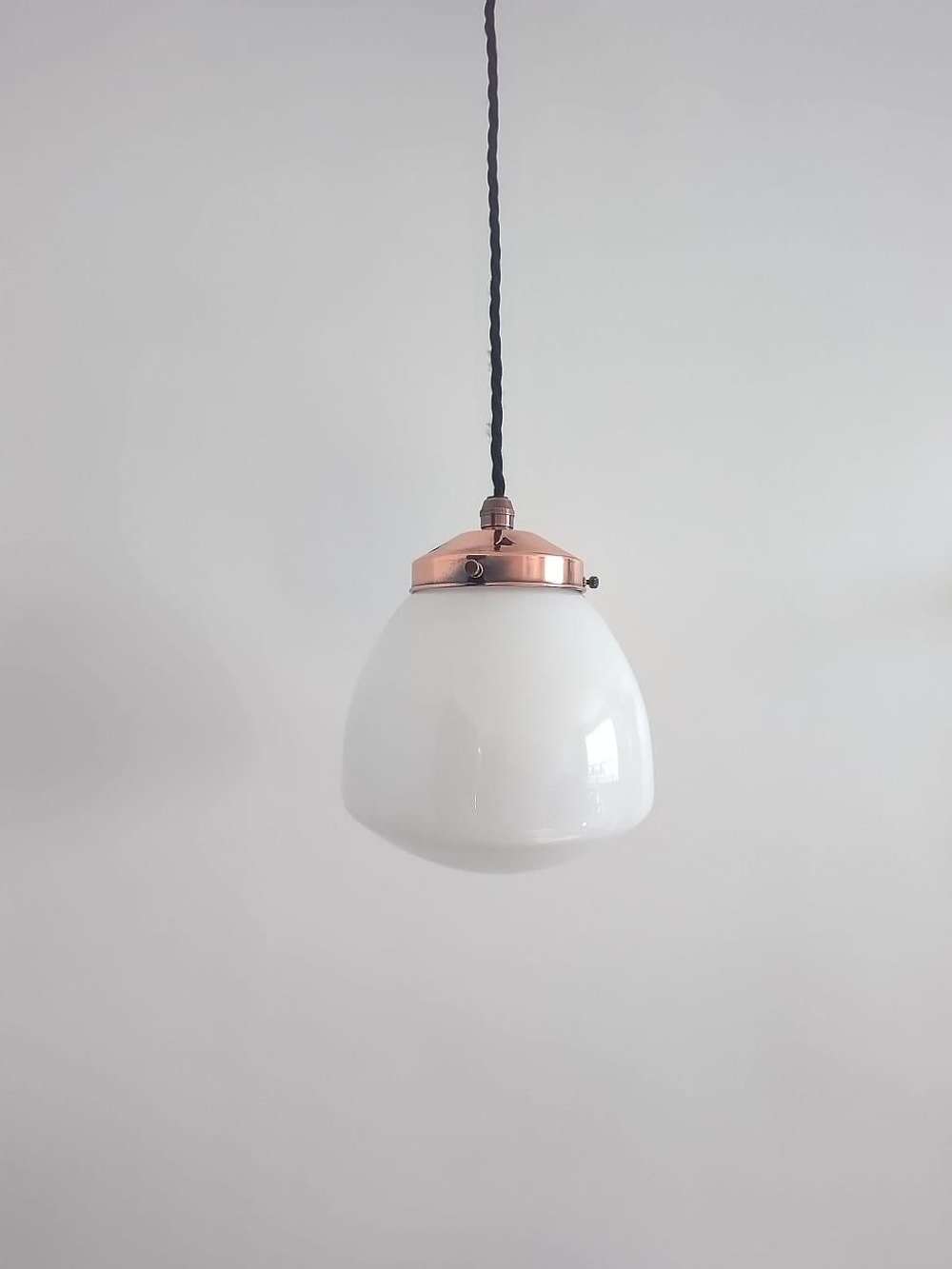 Opaline School House Copper Ceiling Light