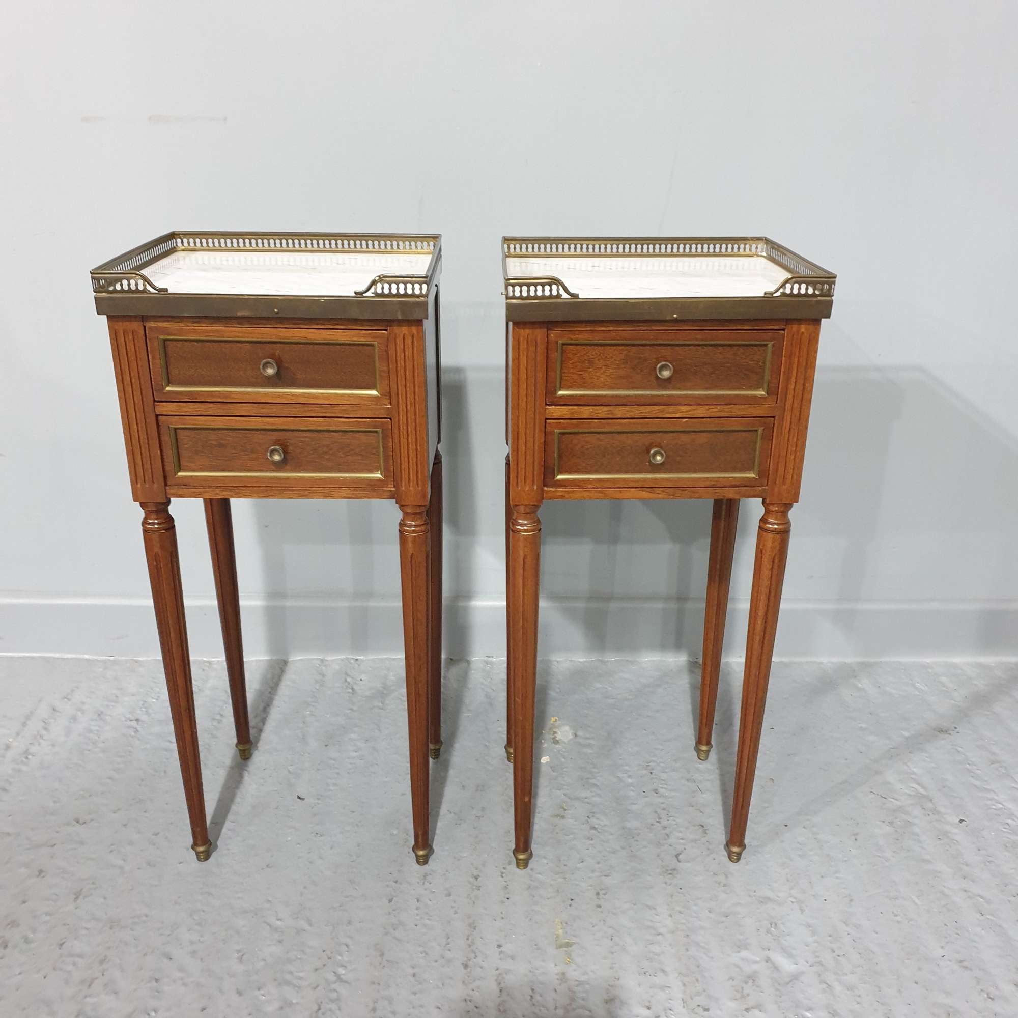 Pair French Empire Mahogany Bedside Chests Of Drawers
