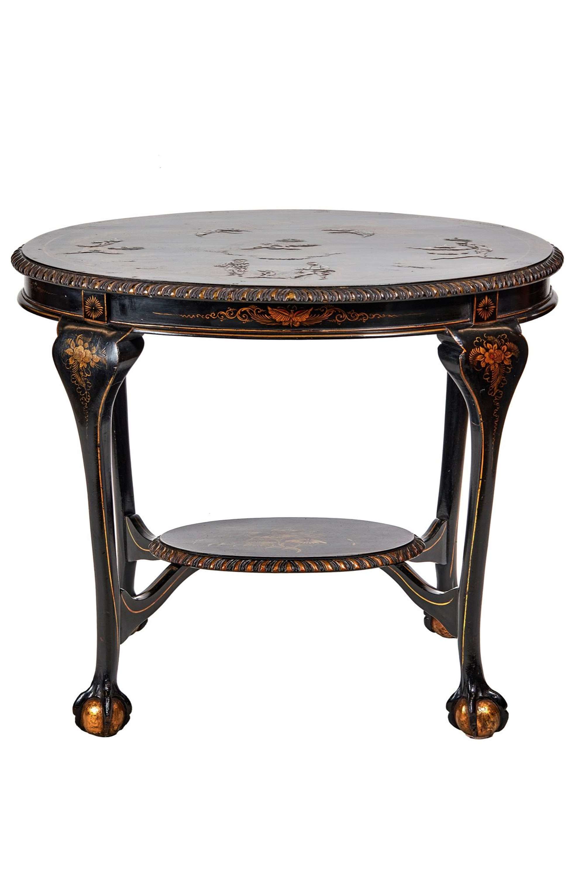 Chinoiserie Decorated Oval 2 tier table circa 1900
