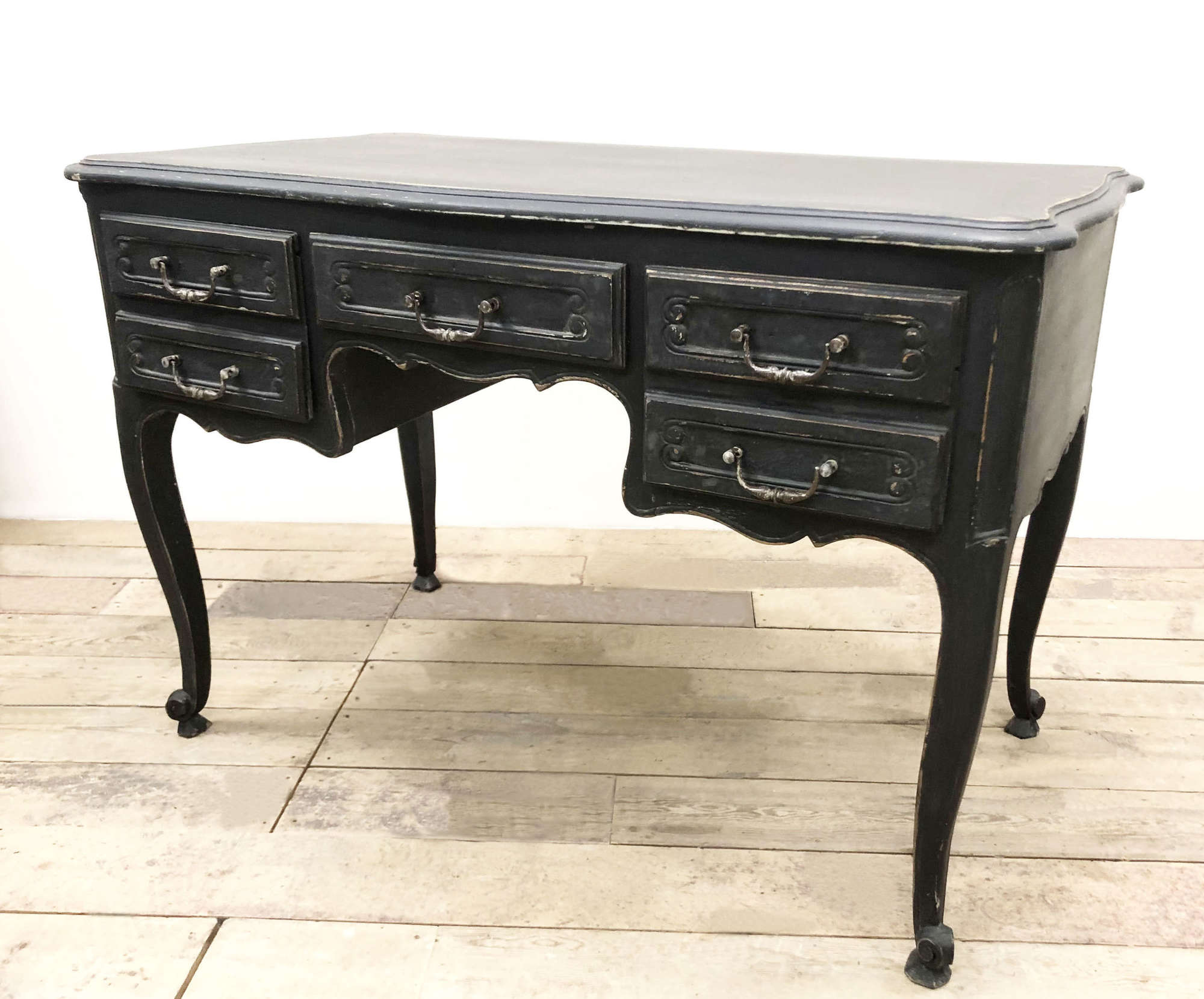 19th c French Black 3-drawer Desk - Circa 1890