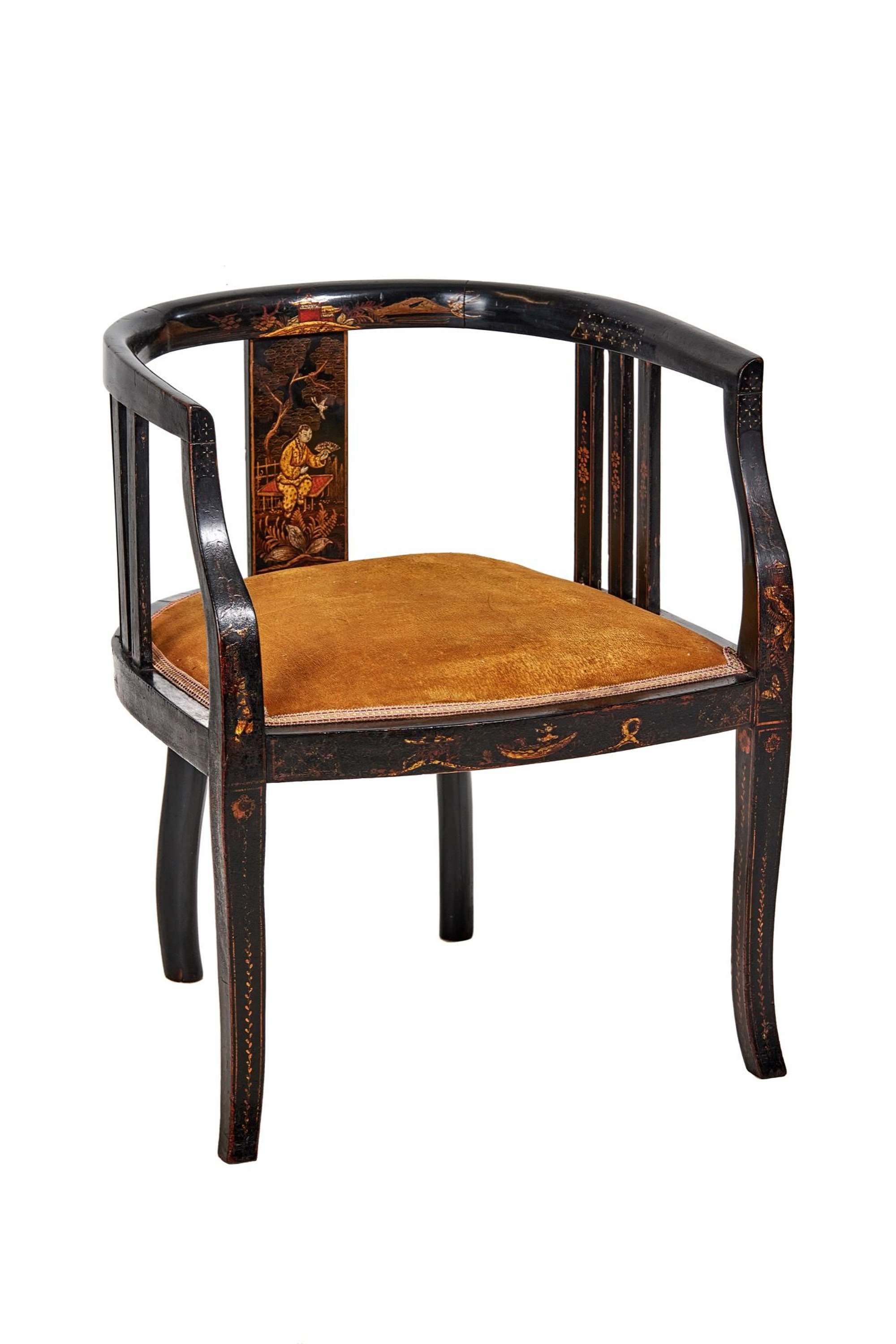Chinoiserie Decorated Bowback desk chair circa 1930s
