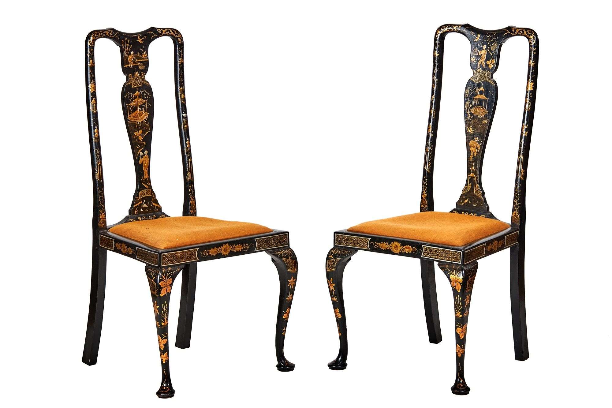 Pair Chinoiserie Decorated chairs circa 1930s