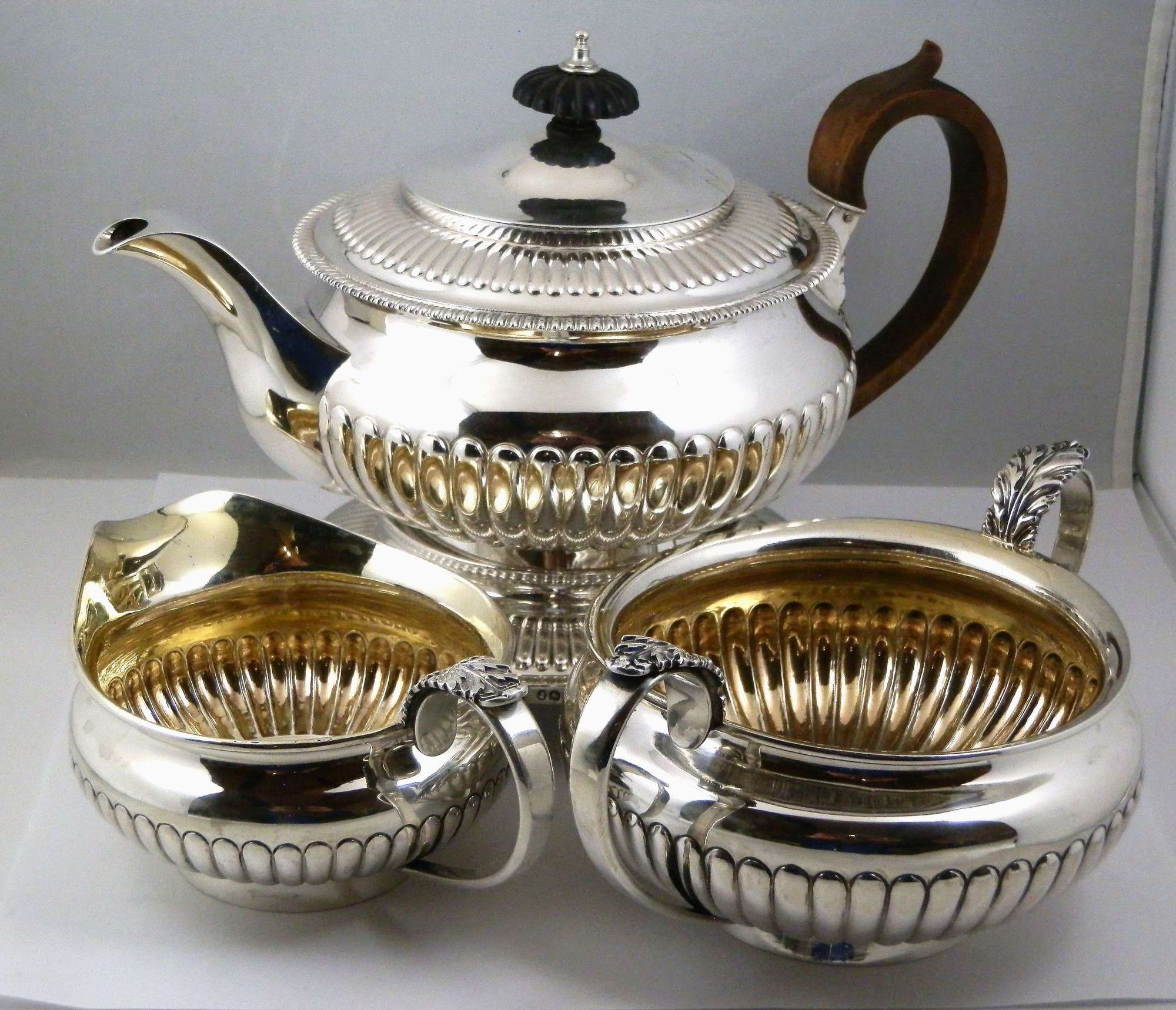 A George III 4 piece silver tea set by Hennell and Terrey, London 1814