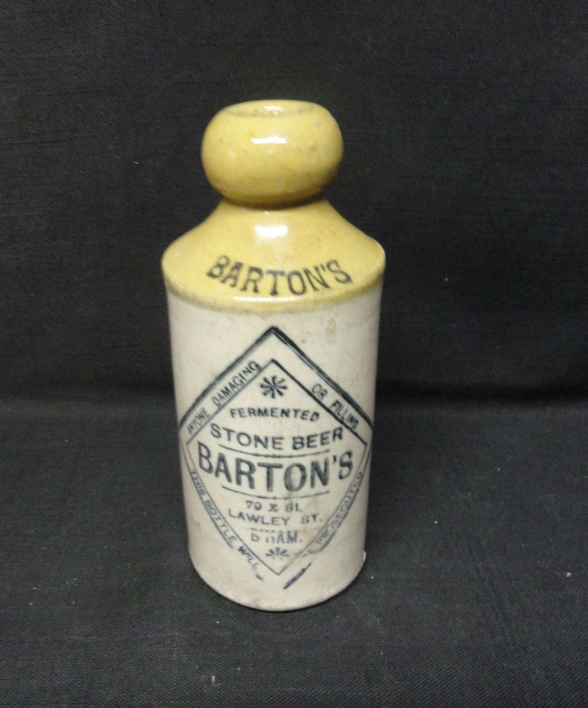 Ginger Beer Stoneware ~ Bartons Brewery ~ c. 1900