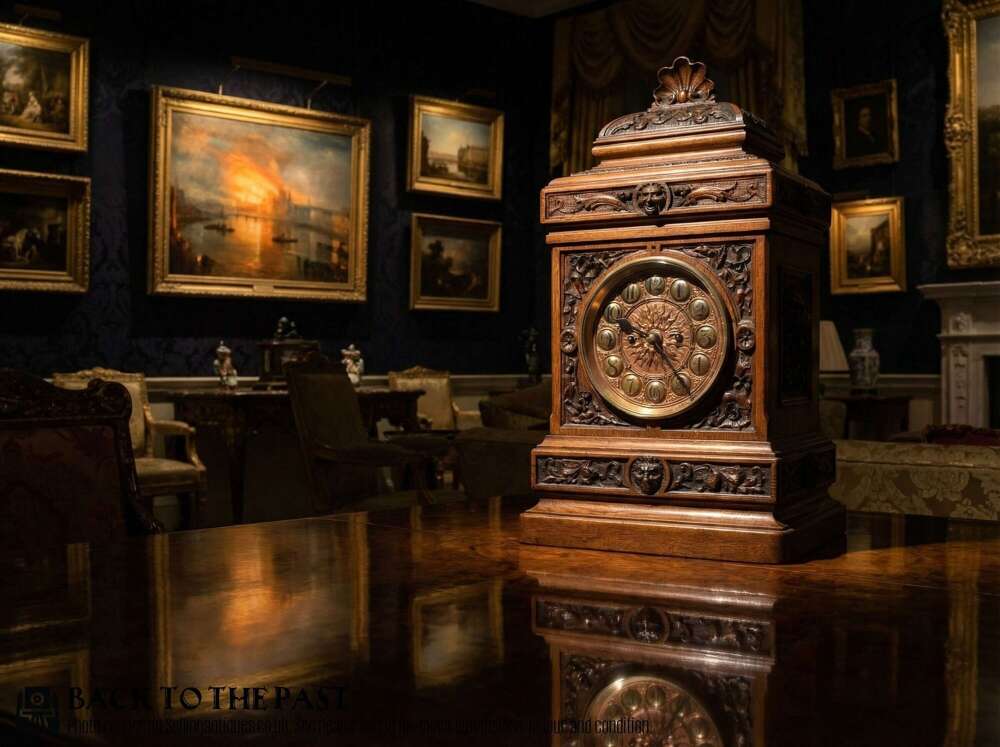 A superb Arts and Crafts hand carved oak clock Circa 1900