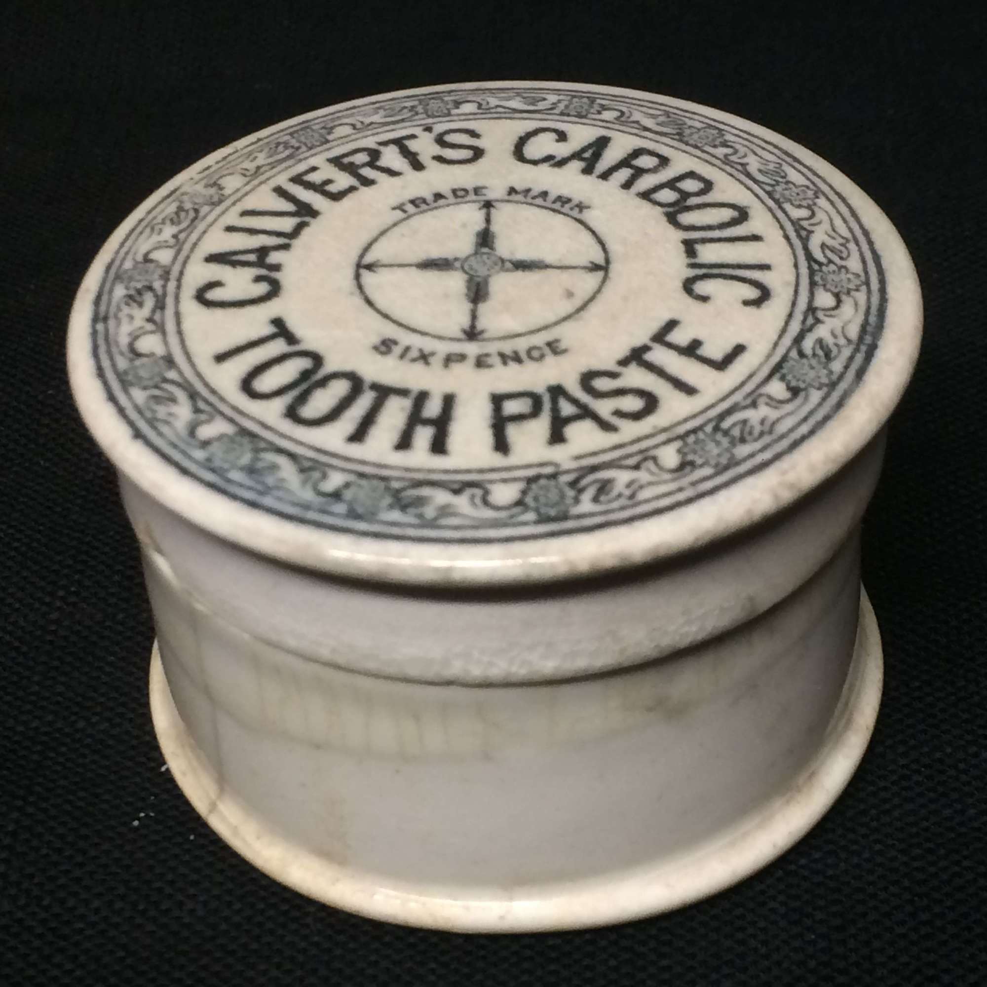 Quack Medicine ~ Carbolic Tooth Paste Pot and Lid ~ 1885