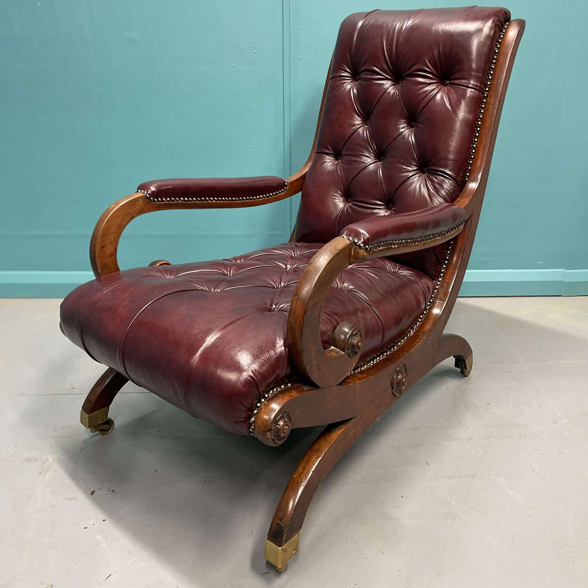 Gillows “Spanish” buttoned leather armchair
