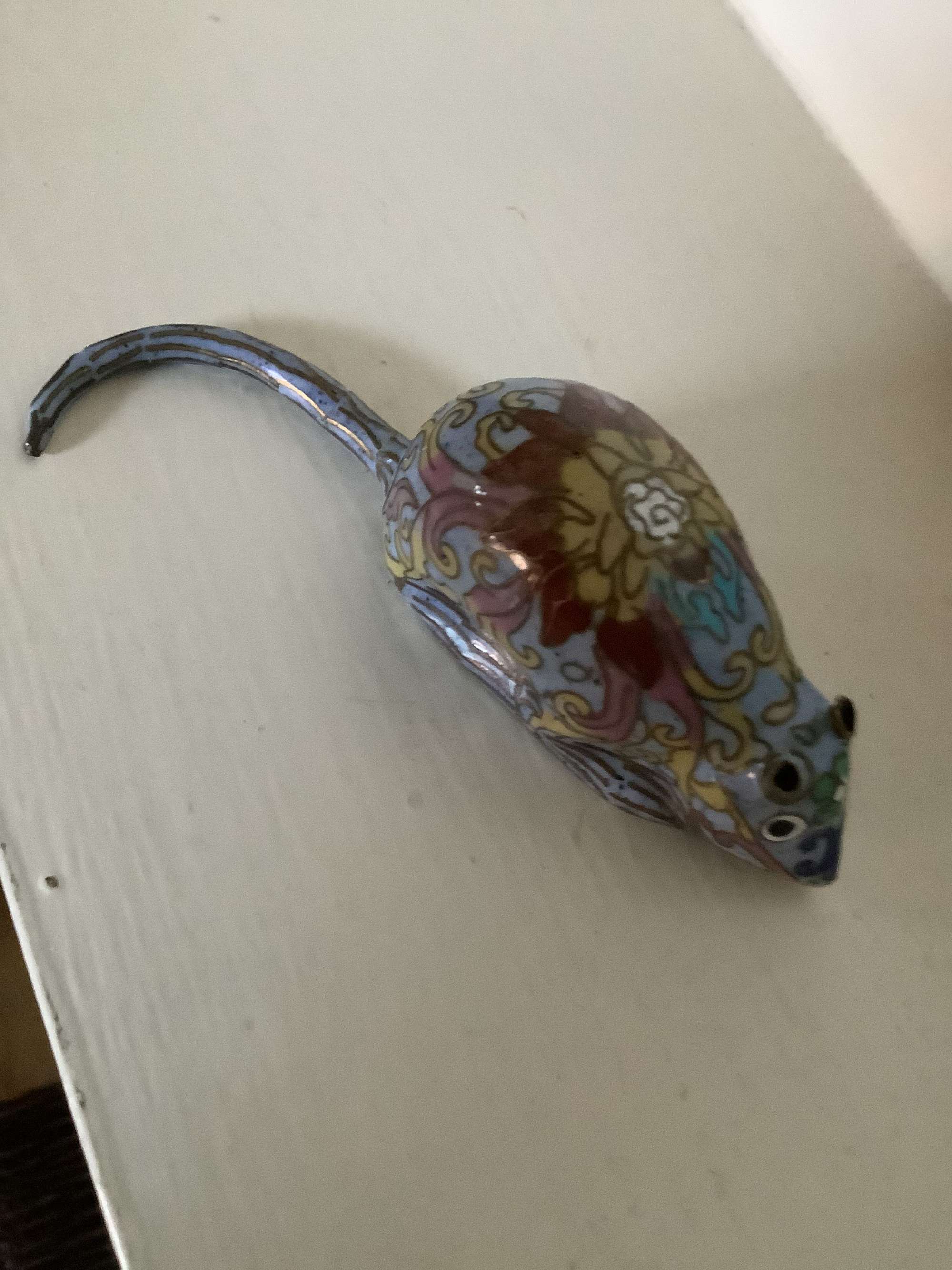 A charming small Chinese cloisonne mouse