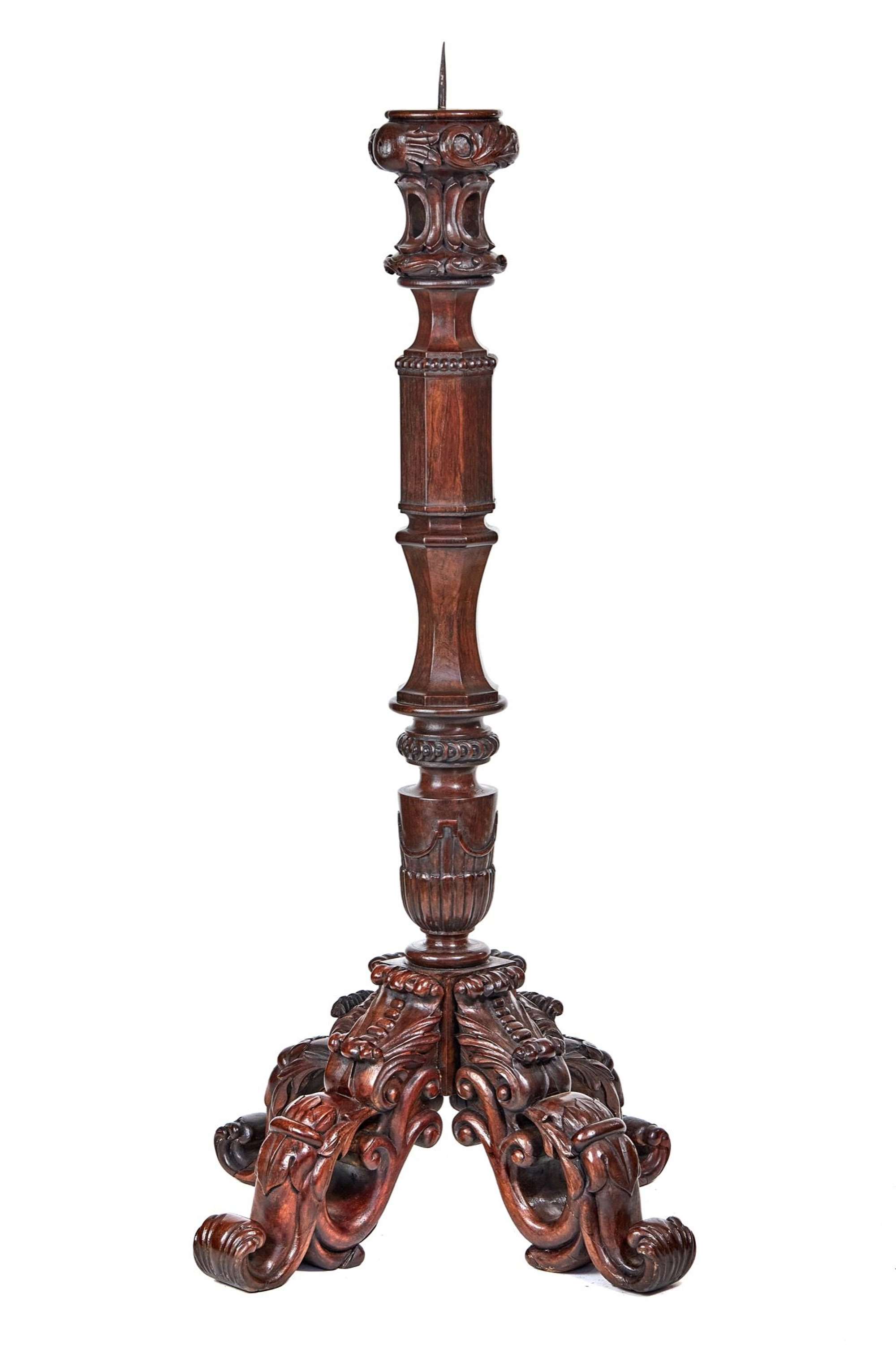 Large C19th European carved Hardwood candlestand