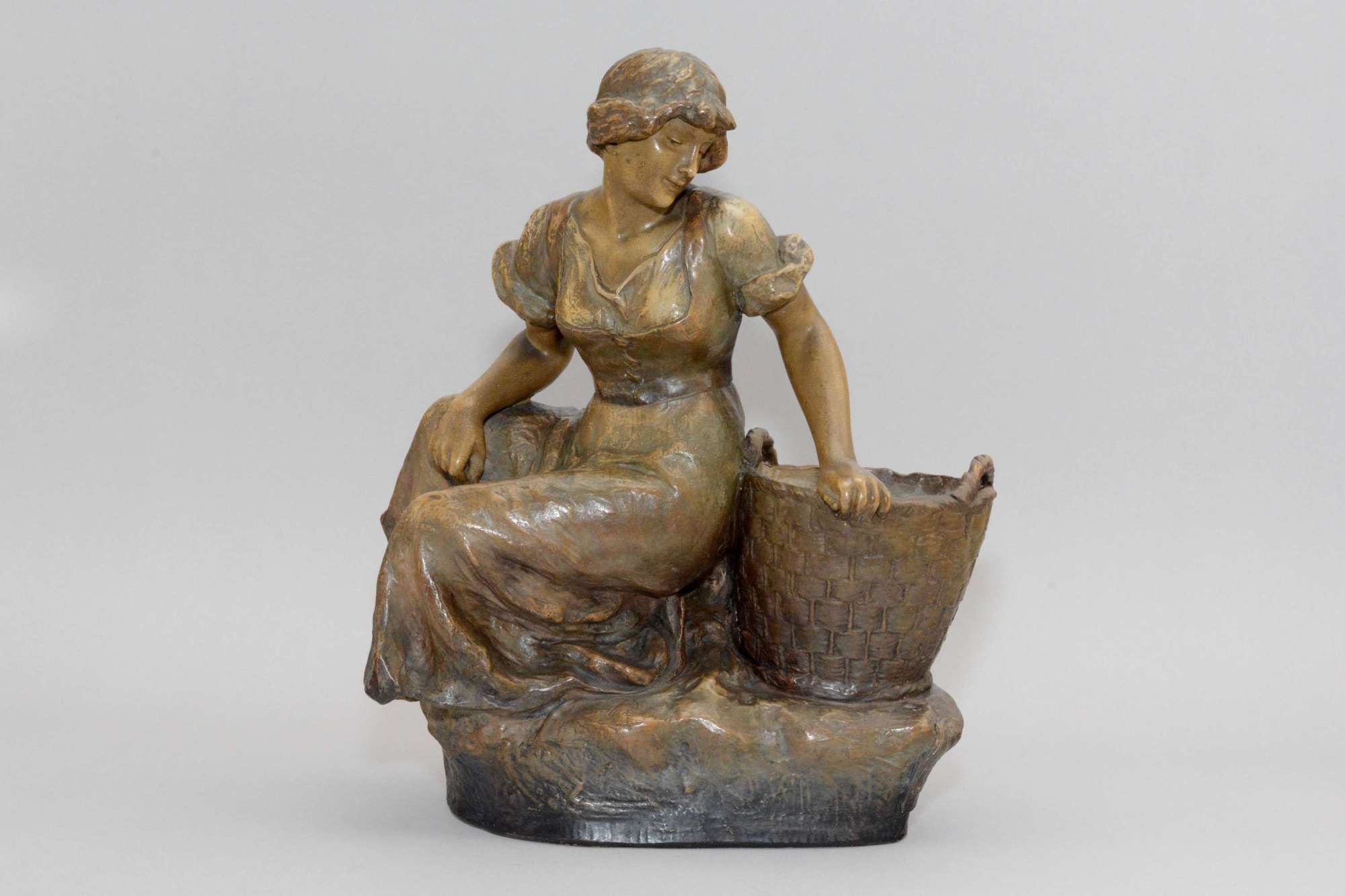 Art Nouveau figure of a country maiden.Friedrich Goldscheider  Vienna