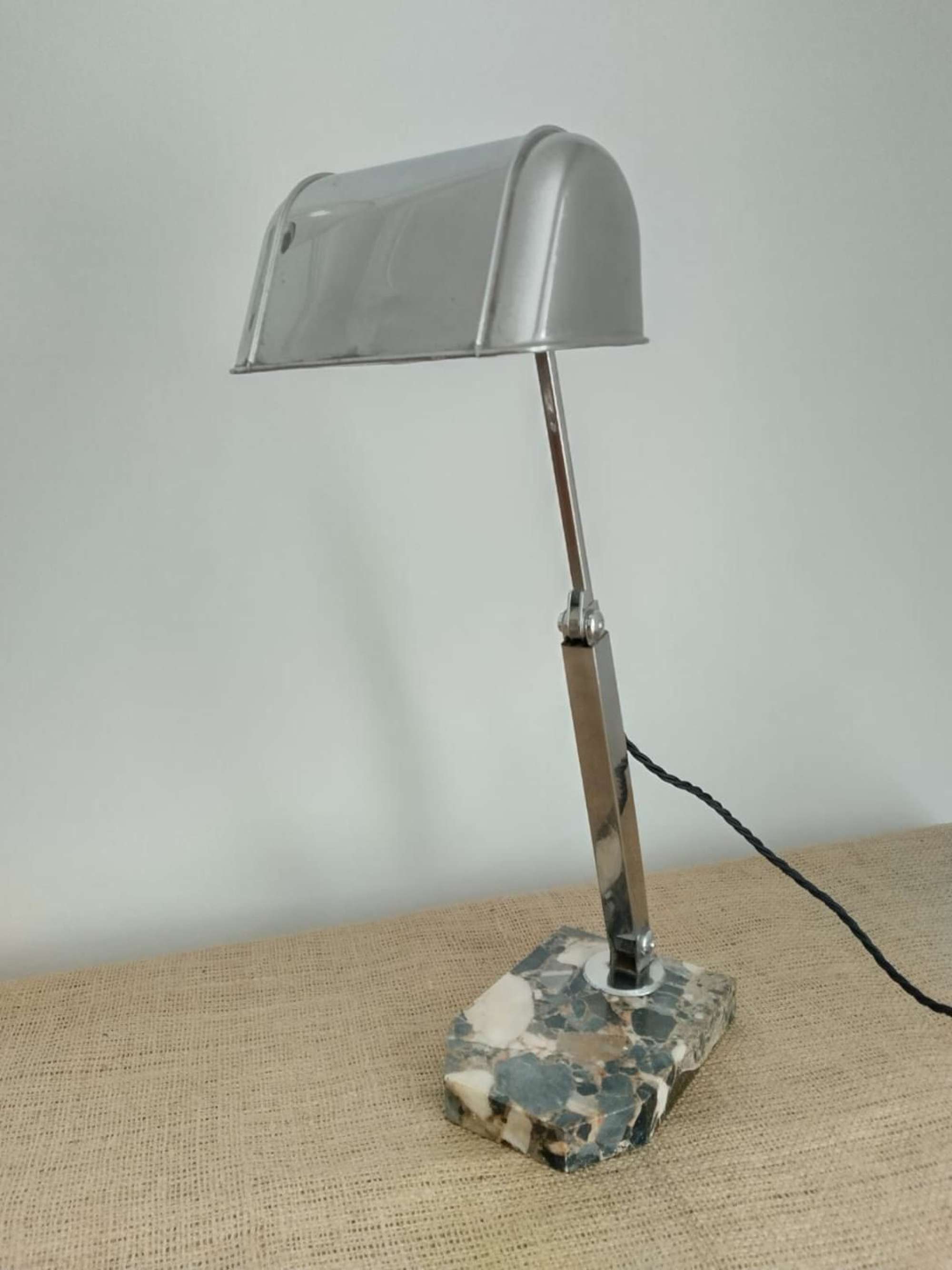 Industrial 1930's Chrome/Marble Desk Lamp
