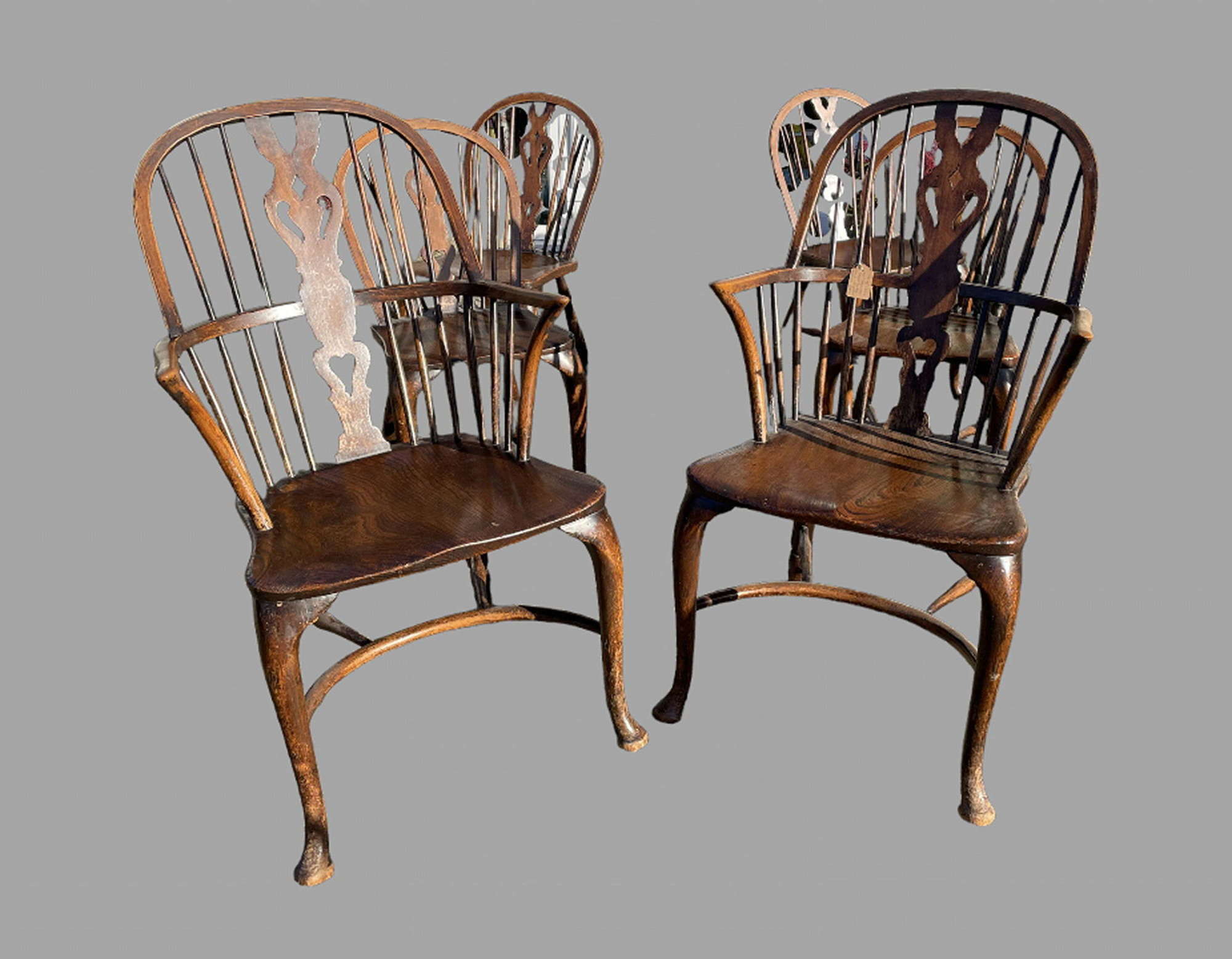 A Set of Six 19thc Splat Back Dining/Kitchen Chairs