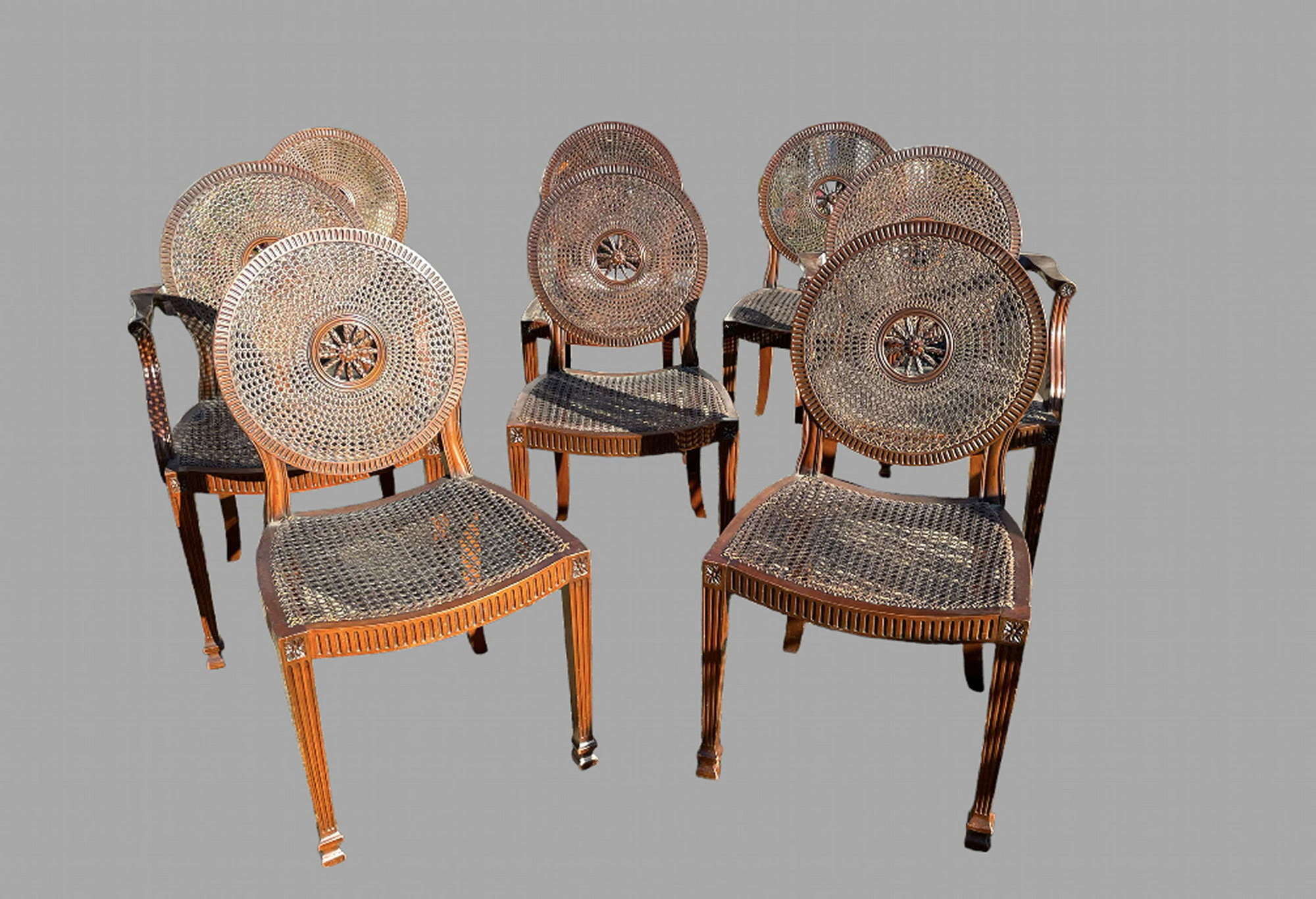 A Set of Seven +1 Free Adam Style Mahogany Dining/Kitchen Chairs