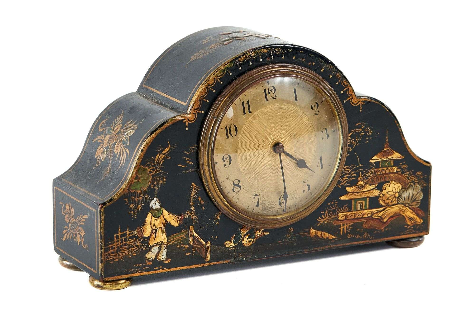 Chinoiserie decorated mantel clock circa 1920s,