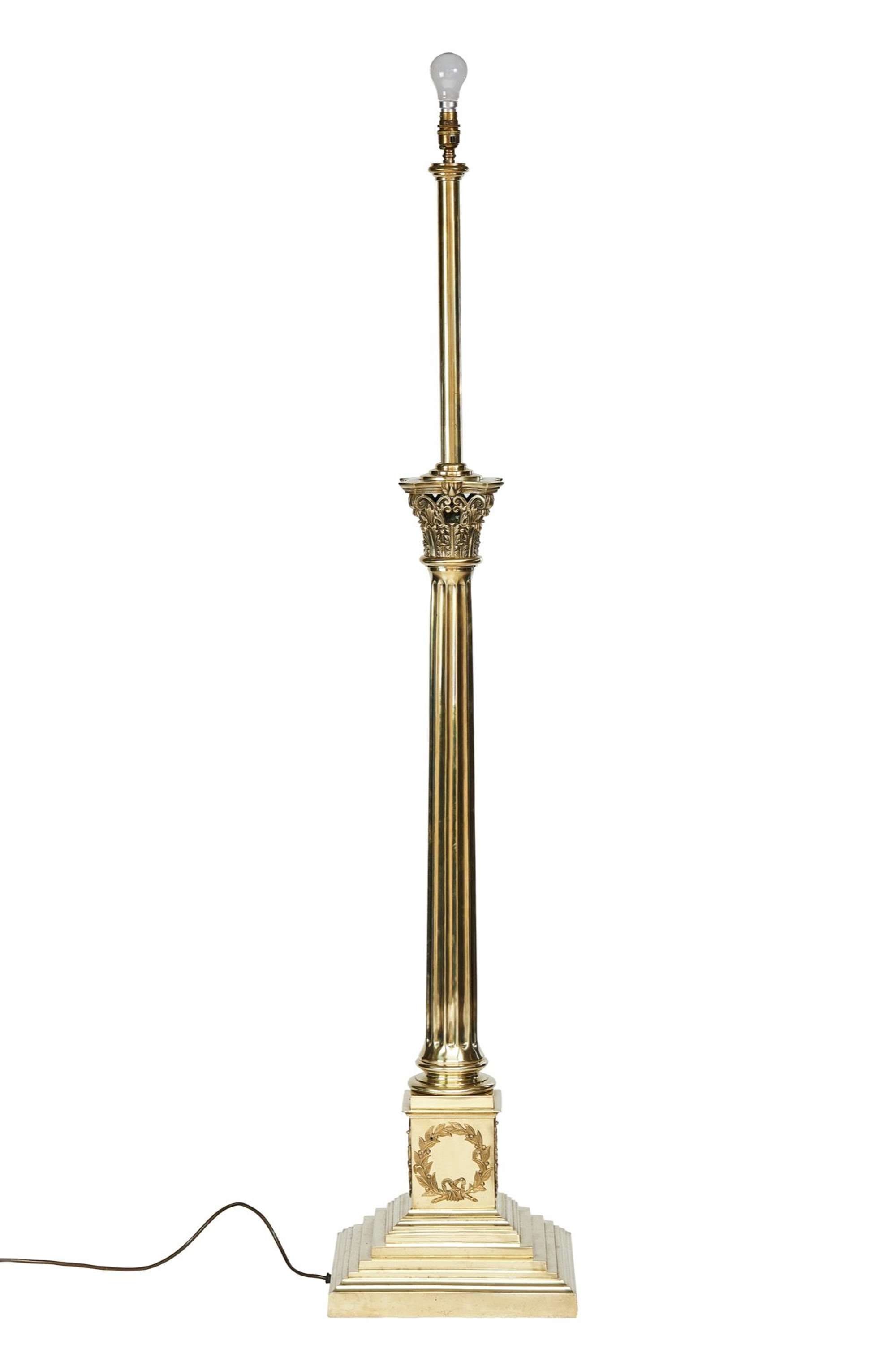 Fine Brass Corinthian Column Standard Lamp circa 1900