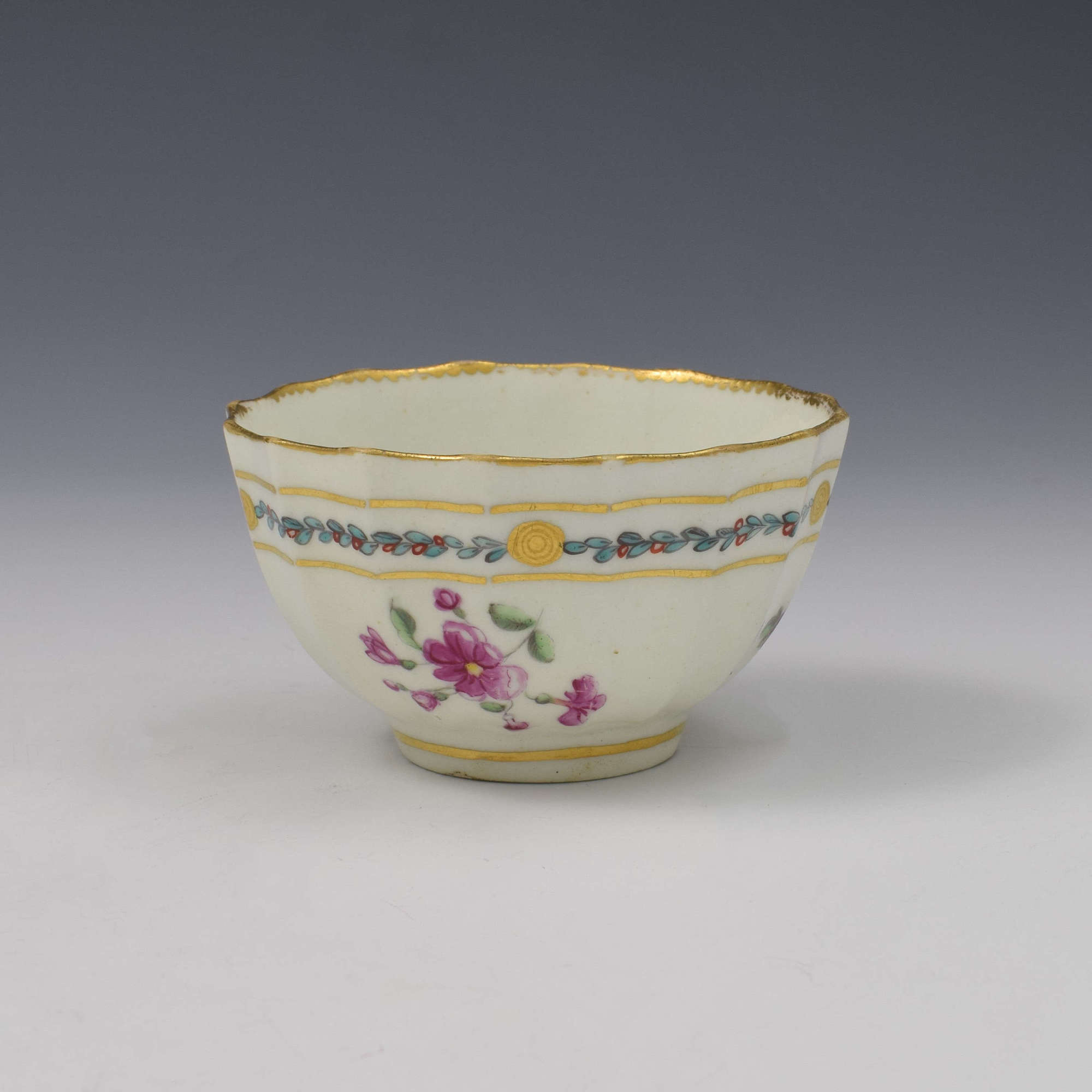 Chelsea Derby Porcelain Fluted Tea Bowl c.1770-1775