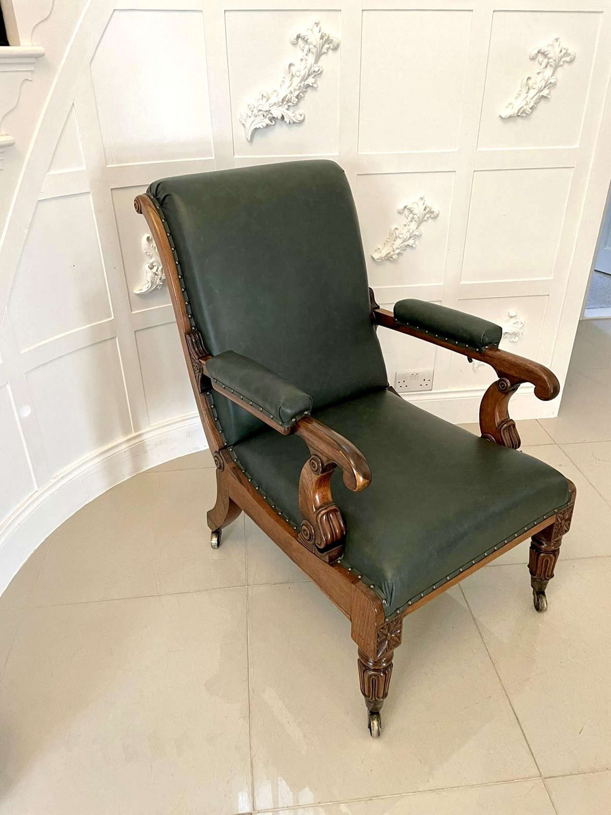 Outstanding Quality Antique Regency Quality Rosewood Reclining Armchair