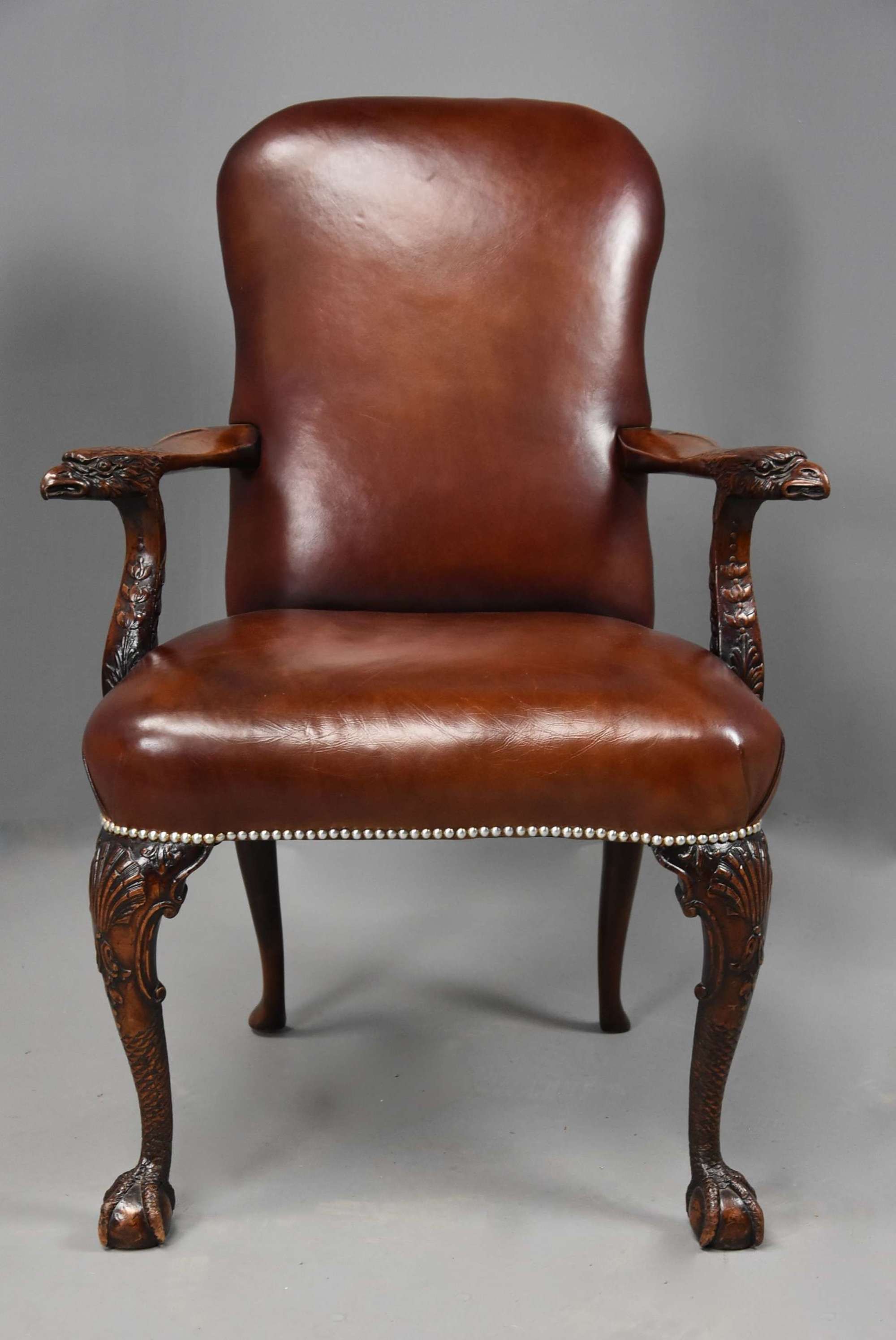 Superb quality late 19thc walnut open armchair in the 18thc style