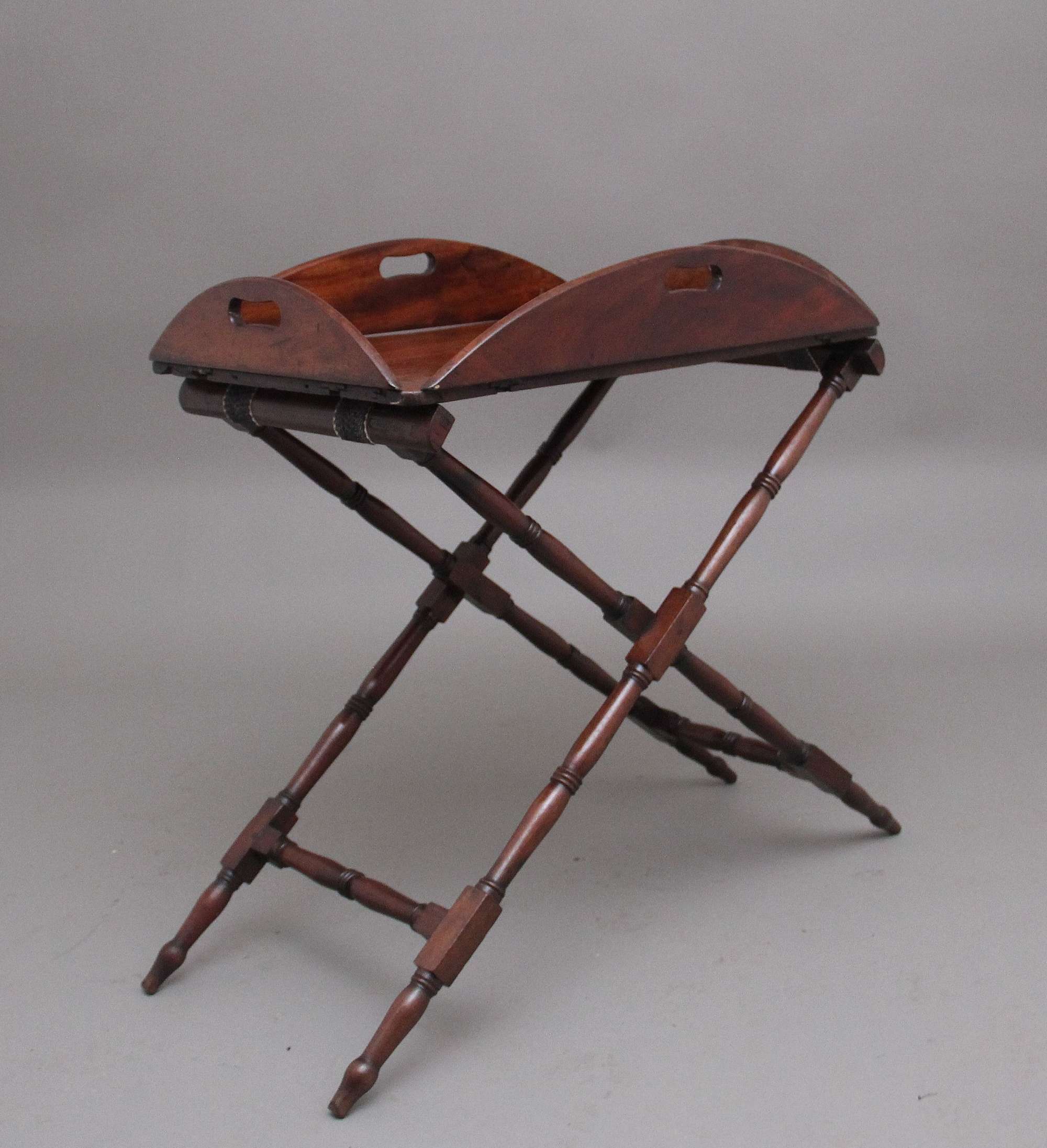 Early 19th Century Mahogany Folding Butlers Tray On Stand