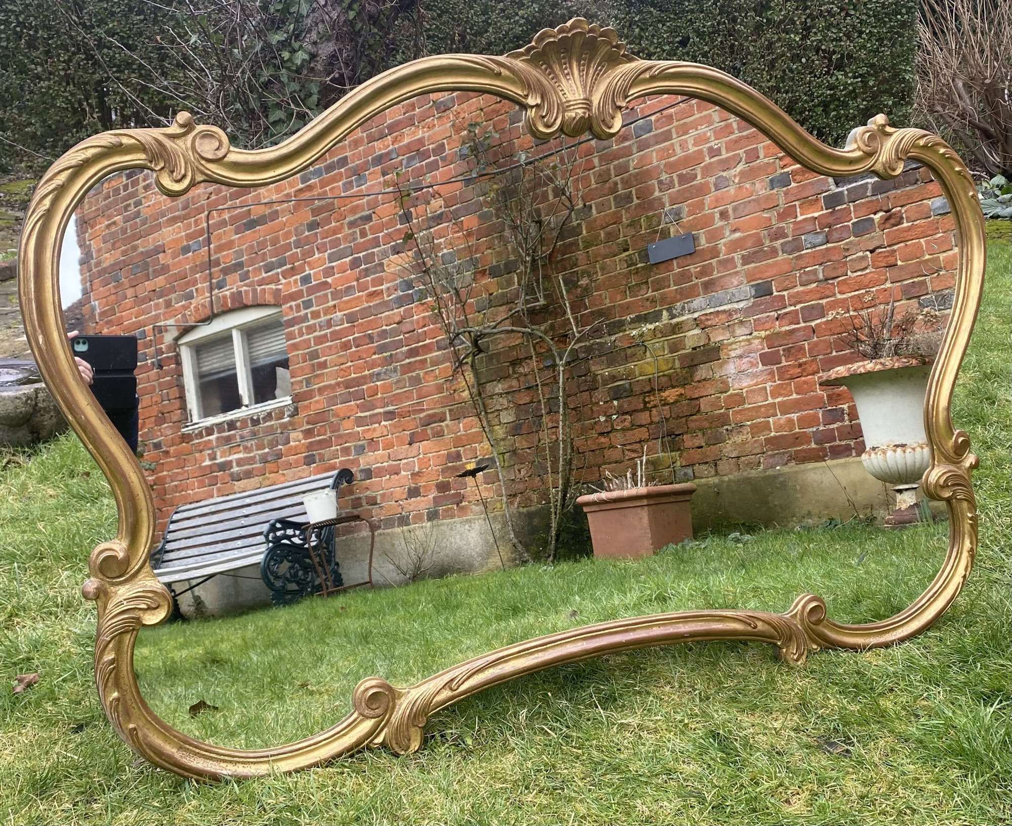 French carved wood landscape mirror