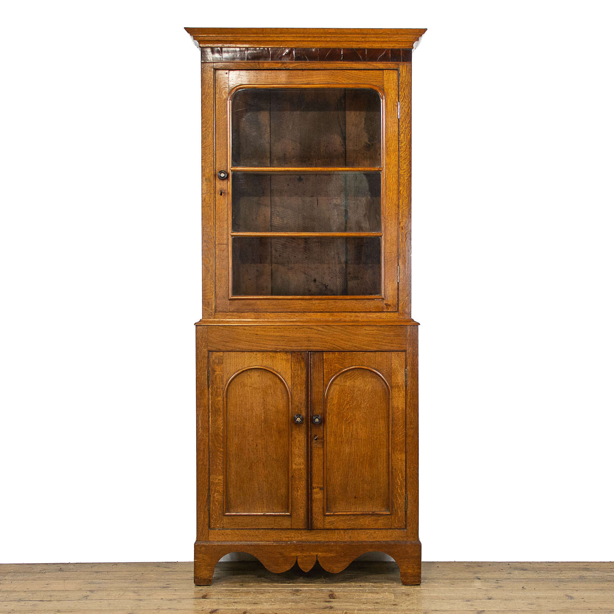 Victorian Antique Welsh Oak Glazed Display Cabinet