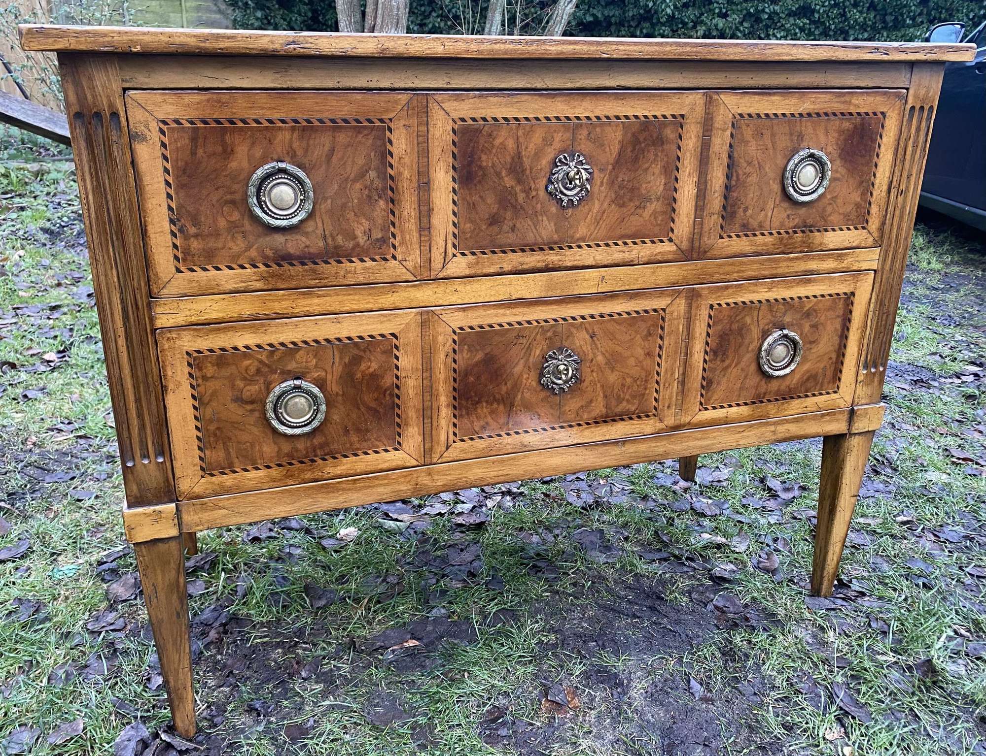 Two drawer walnut commode