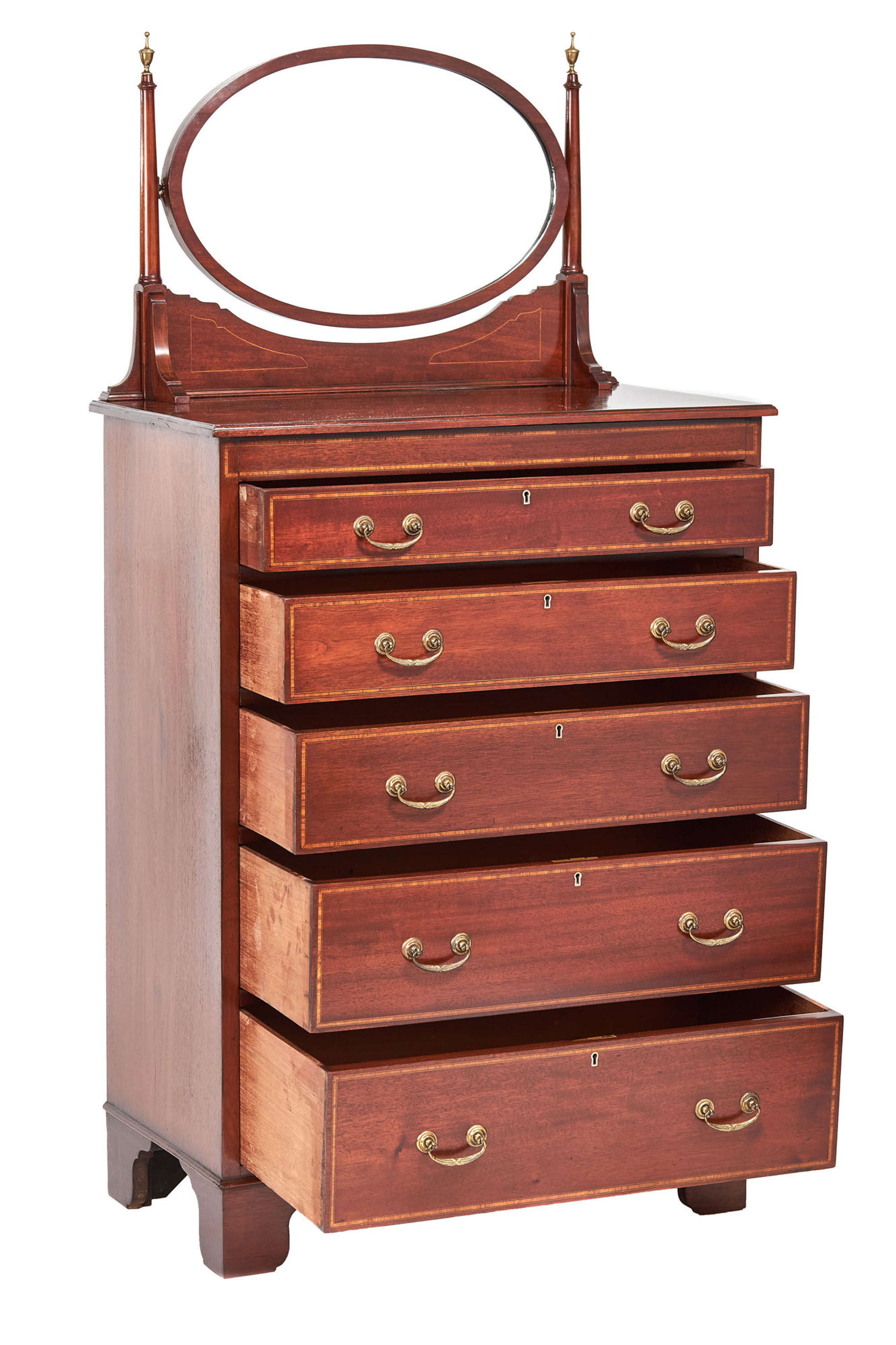 Edwardian Mahogany 5 Drawer Dressing Chest By,maple & Co