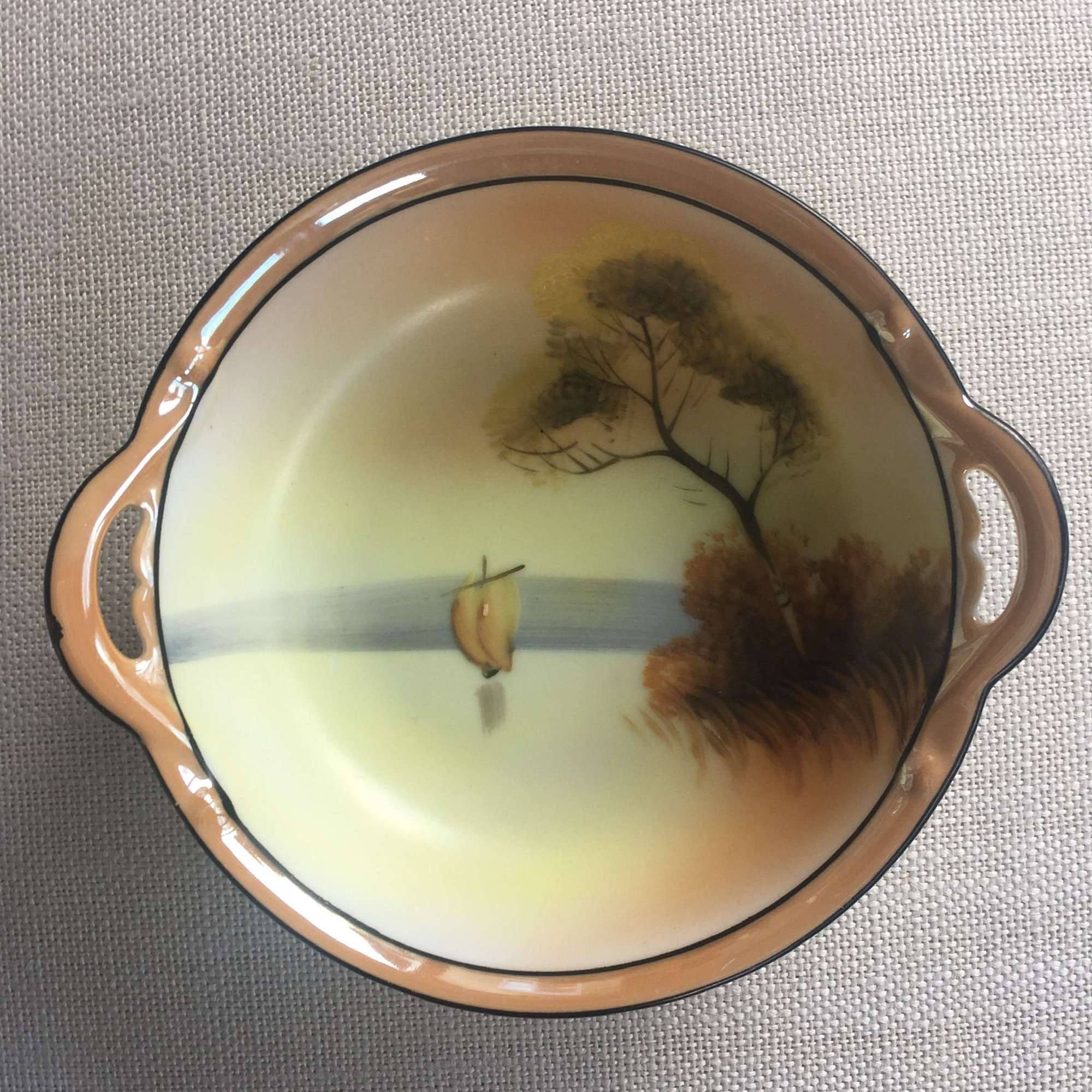 Vintage Noritake lustre ware porcelain dish with handles