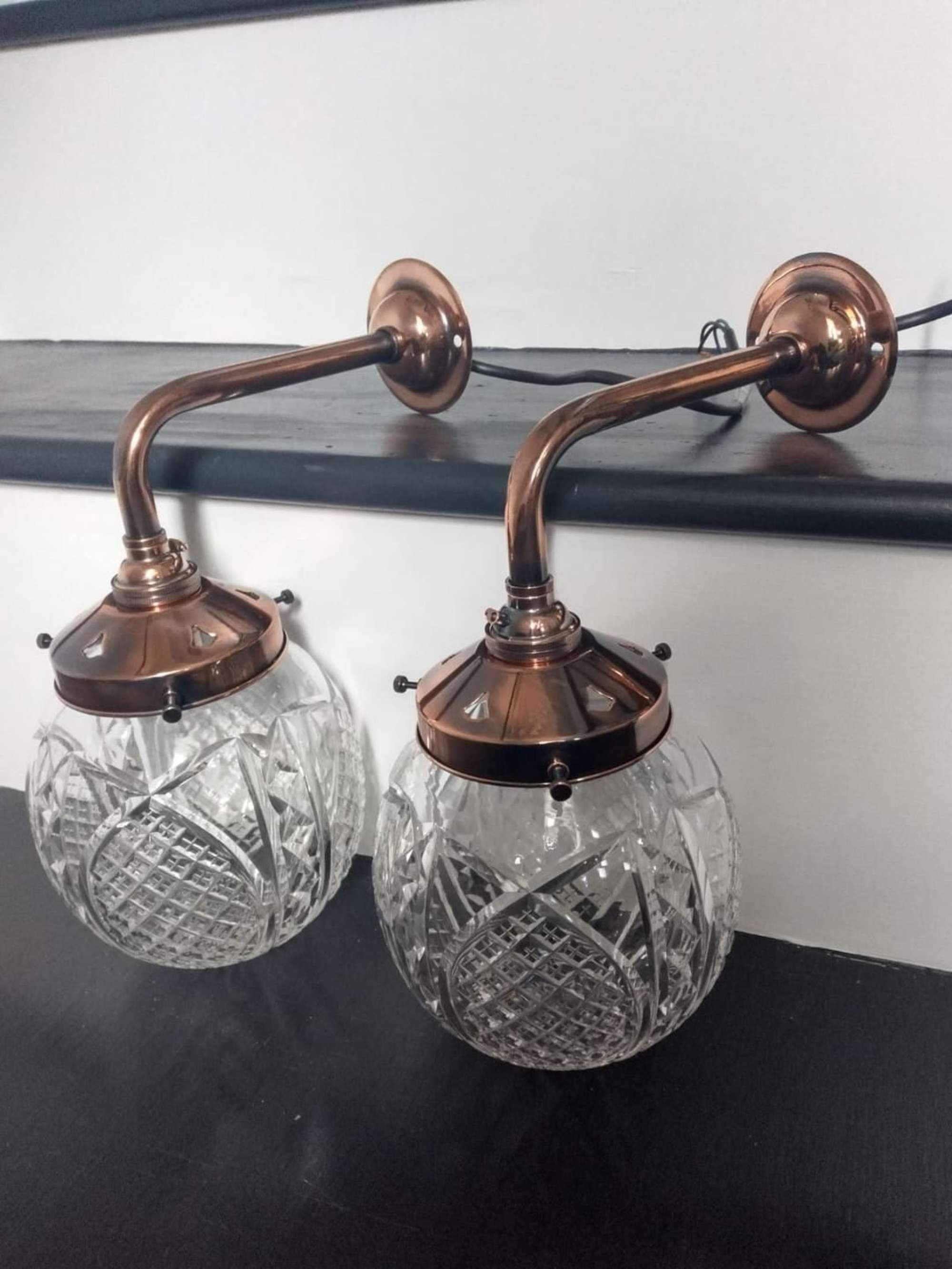Crystal Glass/copper Wall Lights (pair)
