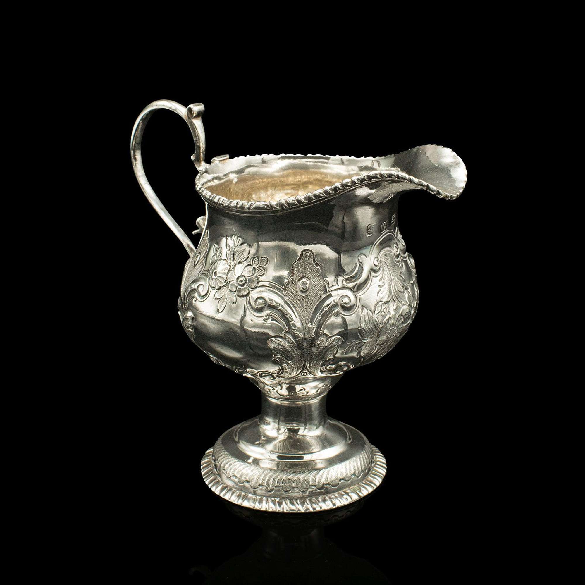 Small Antique Creamer, English Sterling Silver Pouring Jug, Georgian, Hallmarked