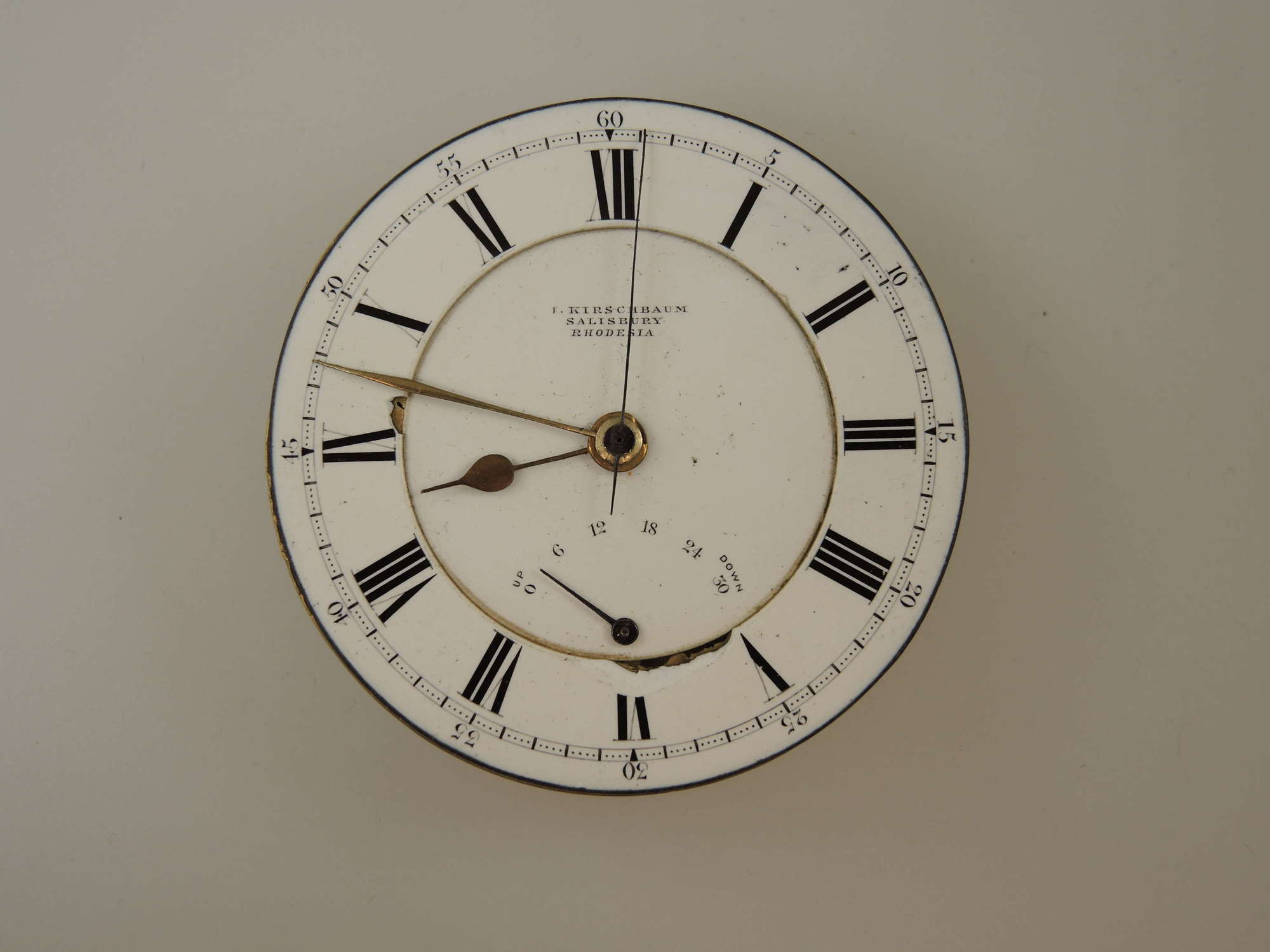 Unusual centre seconds pocket watch movement with wind indicator c1890