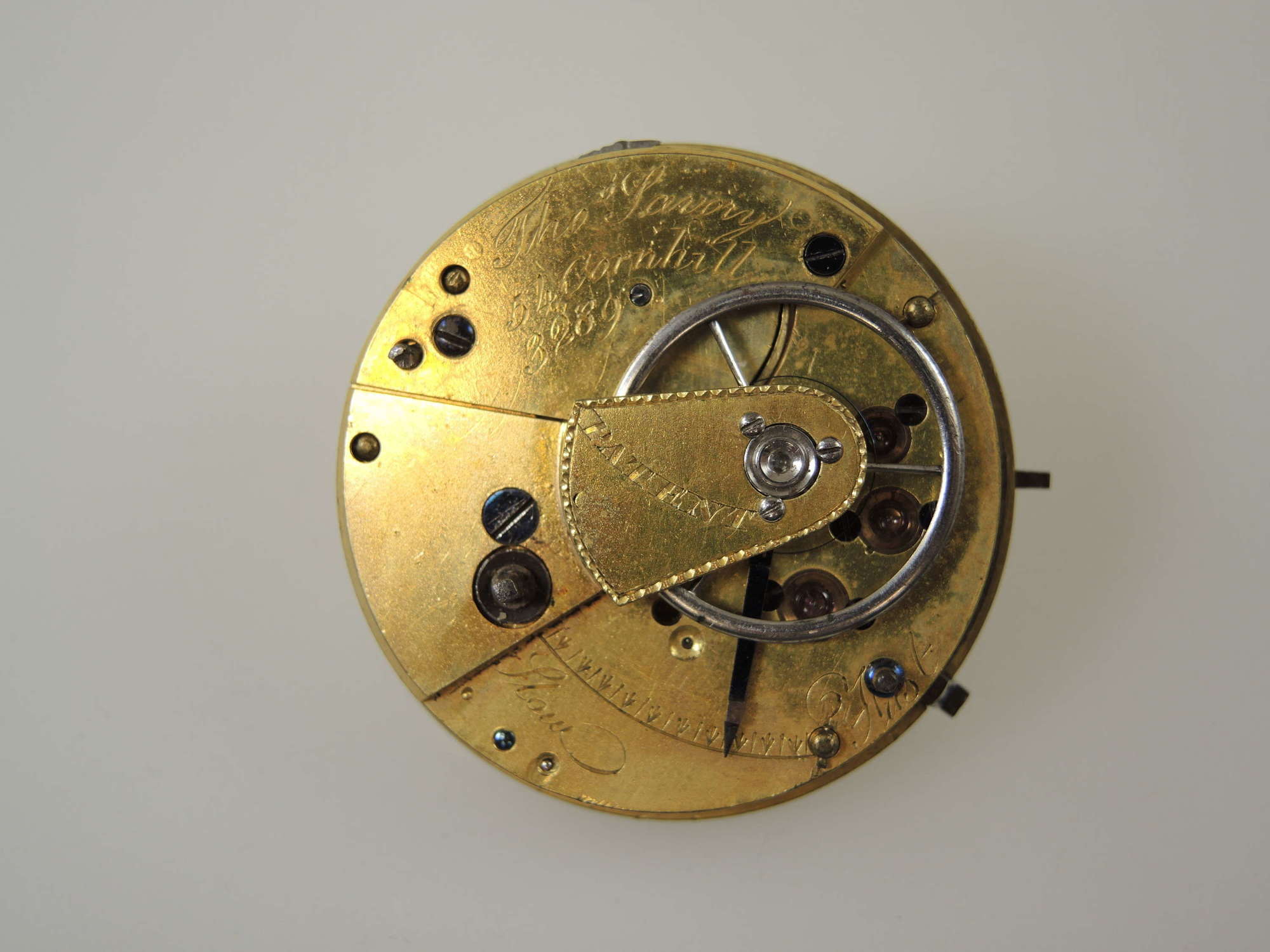 English fusee MASSEY II pocket watch movement by Savory c1835