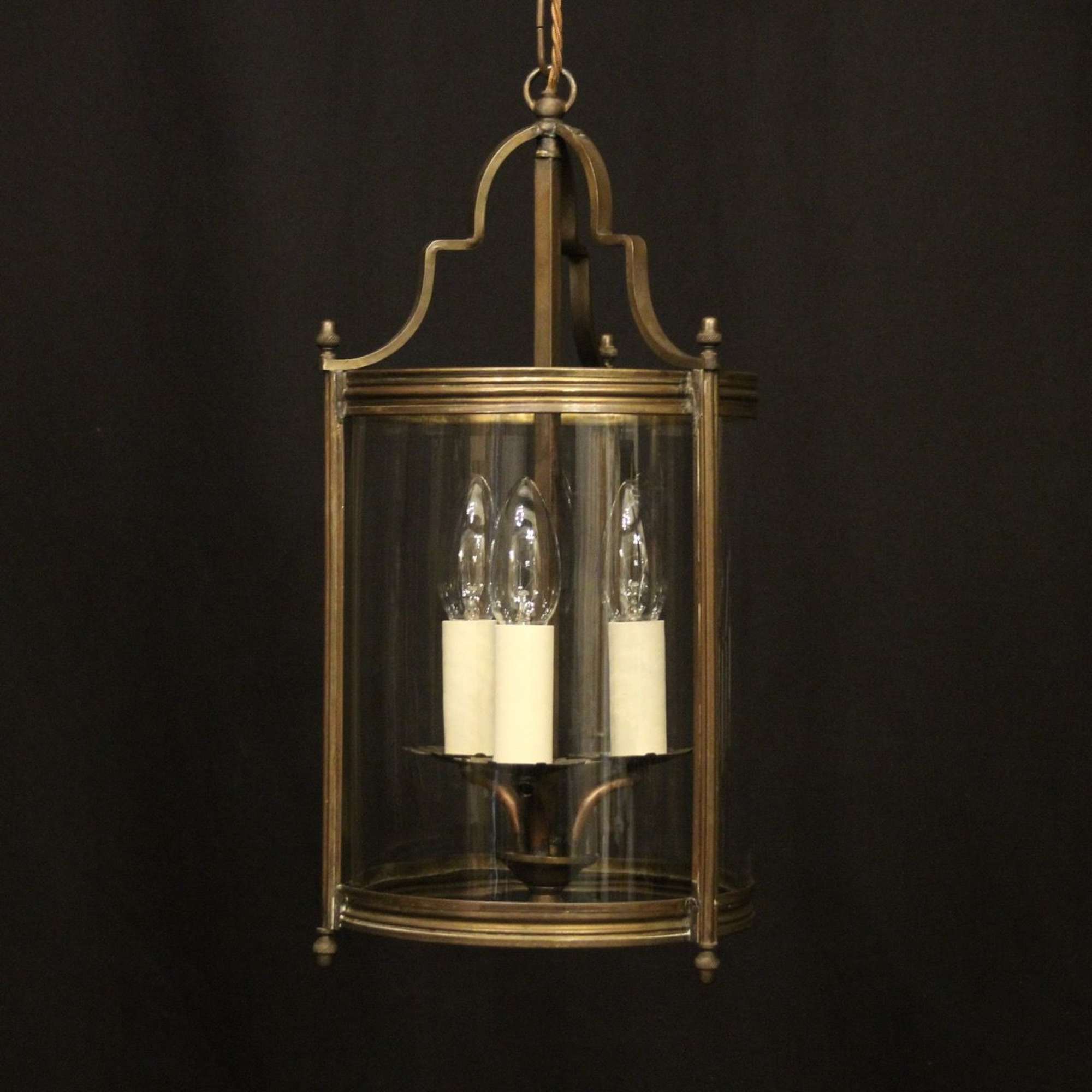 French Brass Antique Convex Hall Lantern