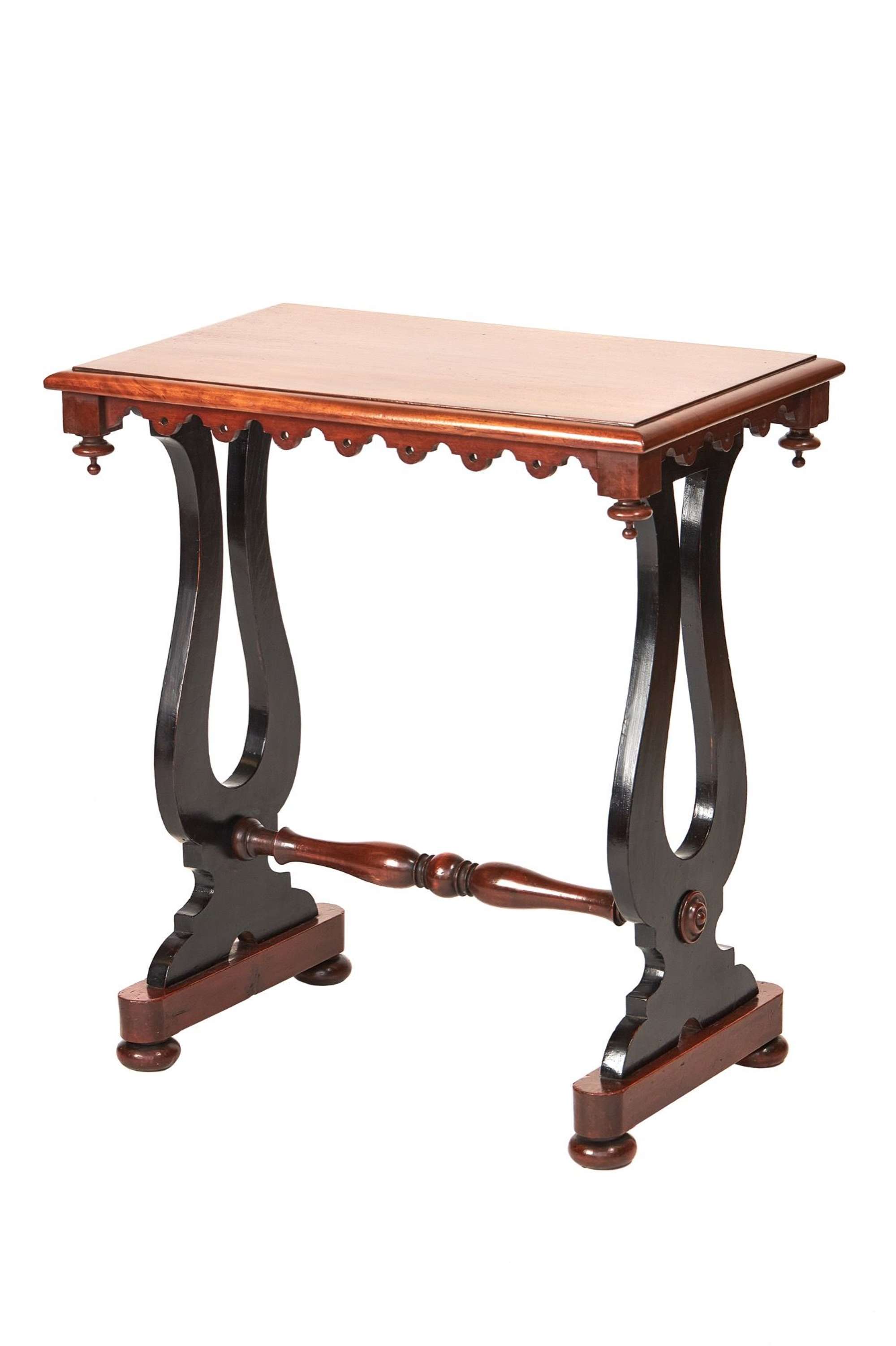 W1v Mahogany & Ebonised Lyre End Support Table,