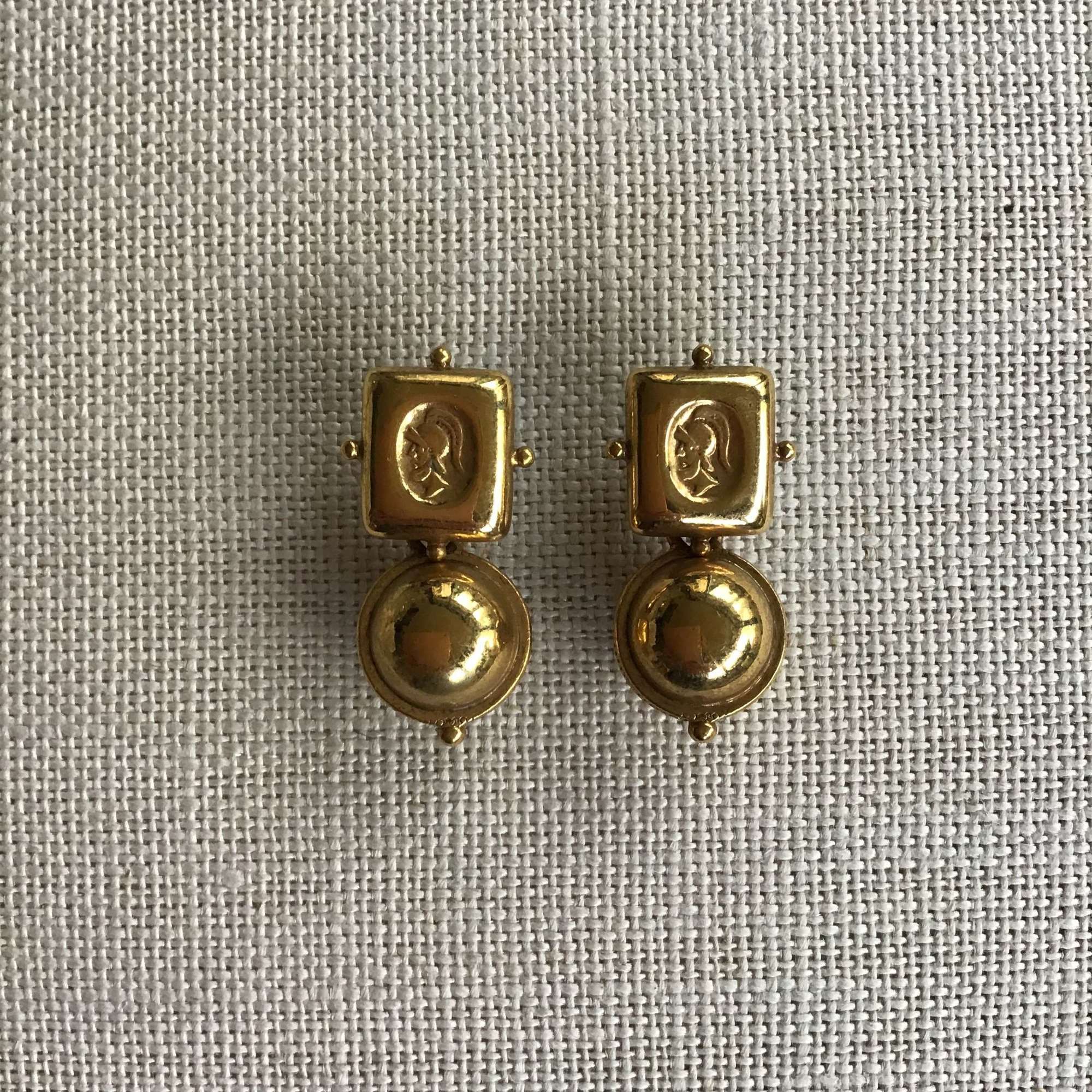 Vintage Antiquities Roman soldier drop earrings