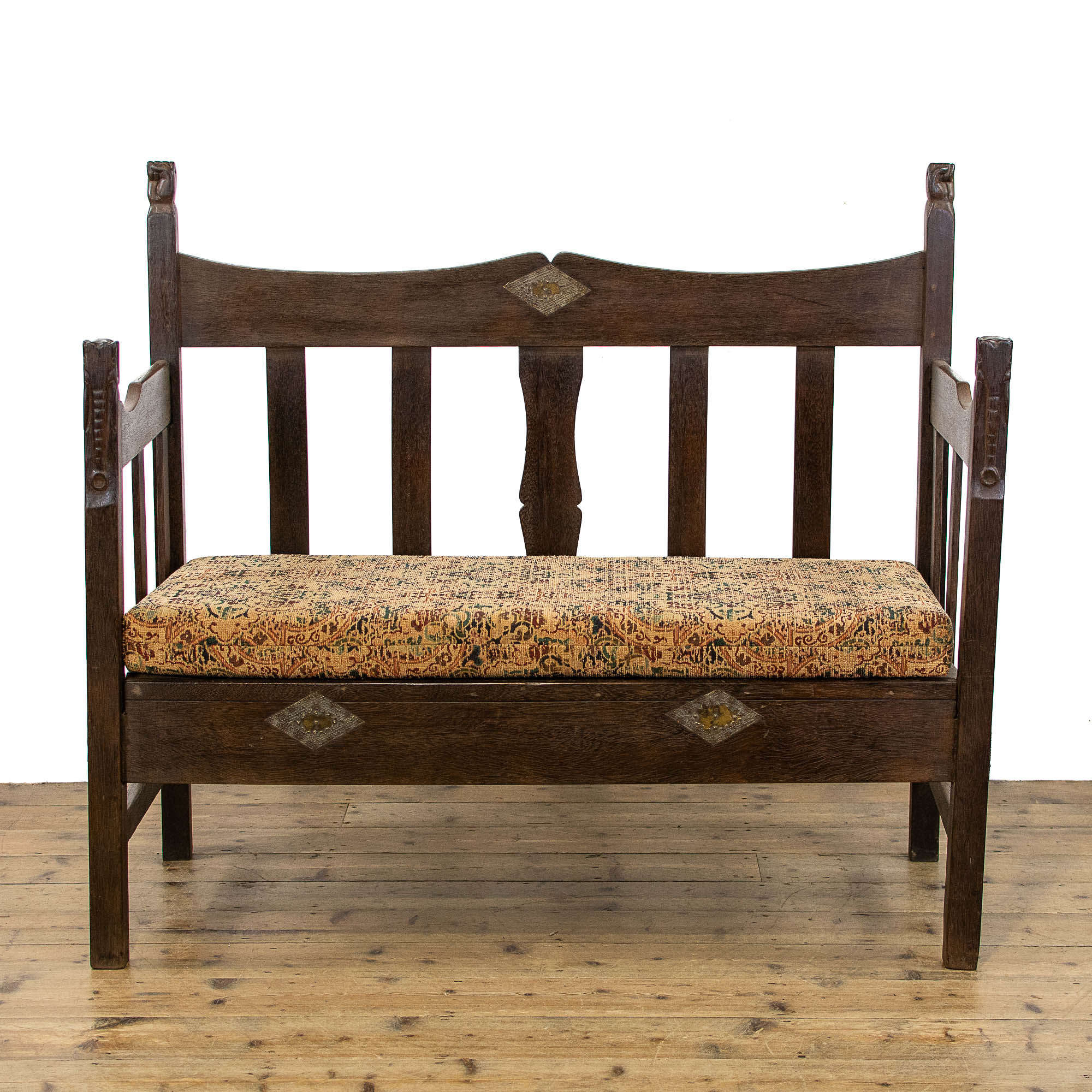 Antique Bench With Loose Tapestry Cushion