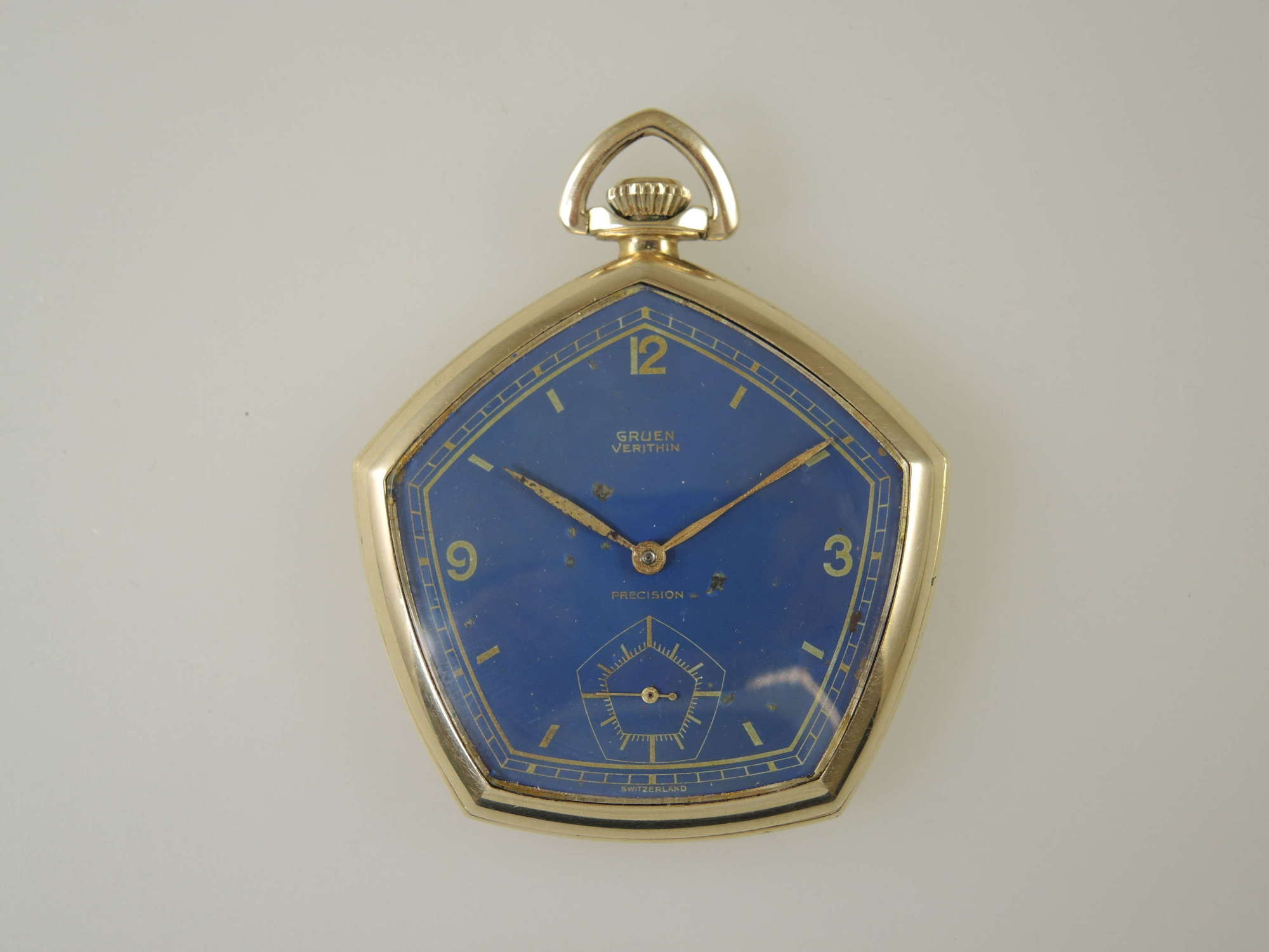 17 Jewel Gruen Veri Thin PENTAGON Cased pocket watch c1925