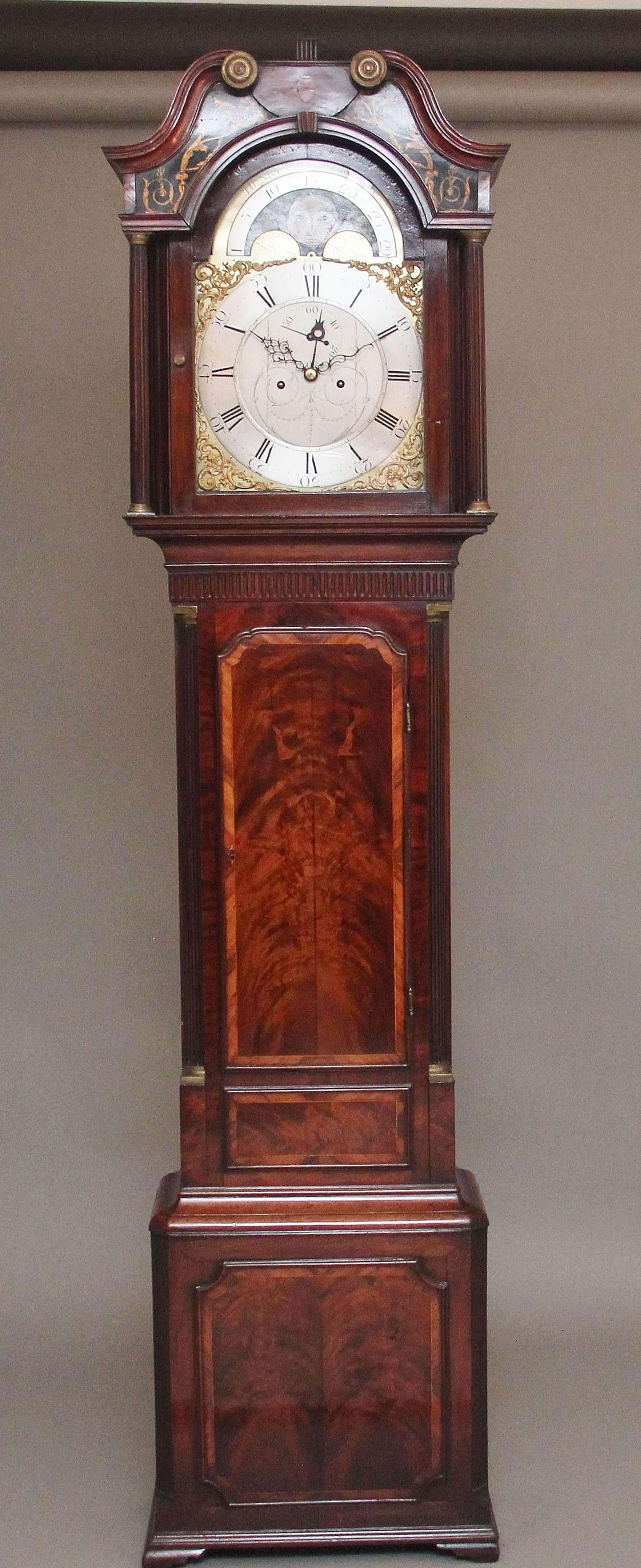 18th Century Mahogany Eight Day Long Case Antique Clock By Henry Cross Of Bristol